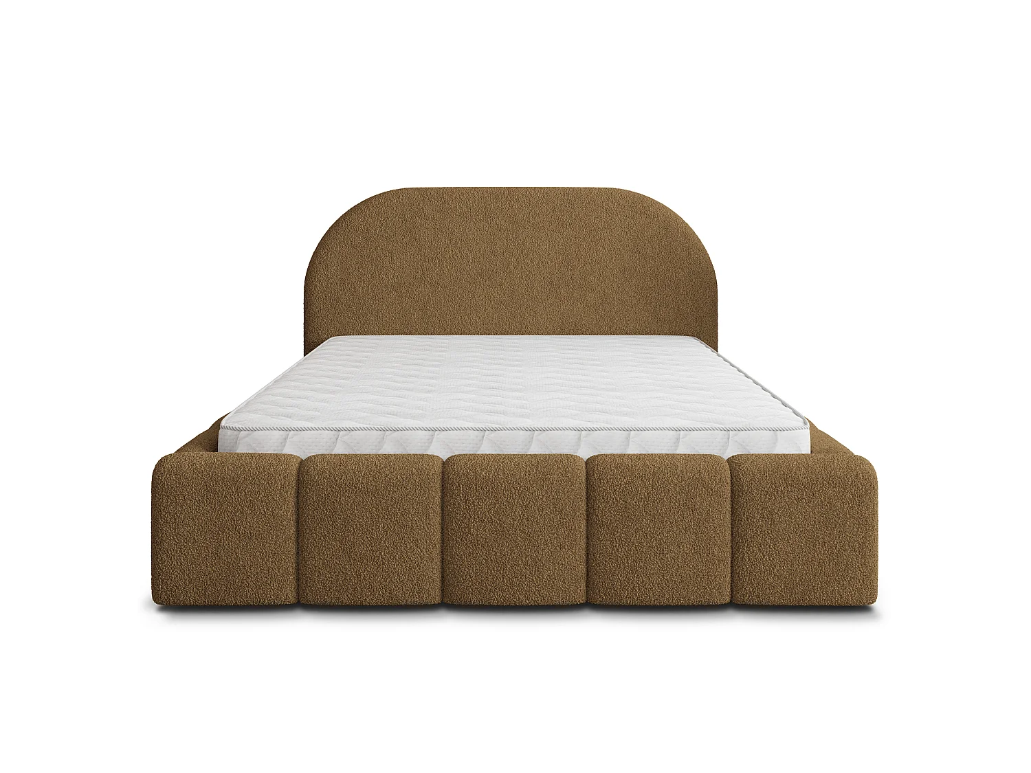 Lit Coffre FLUSSO 160x200 cm - Tissu bouclé - Miel