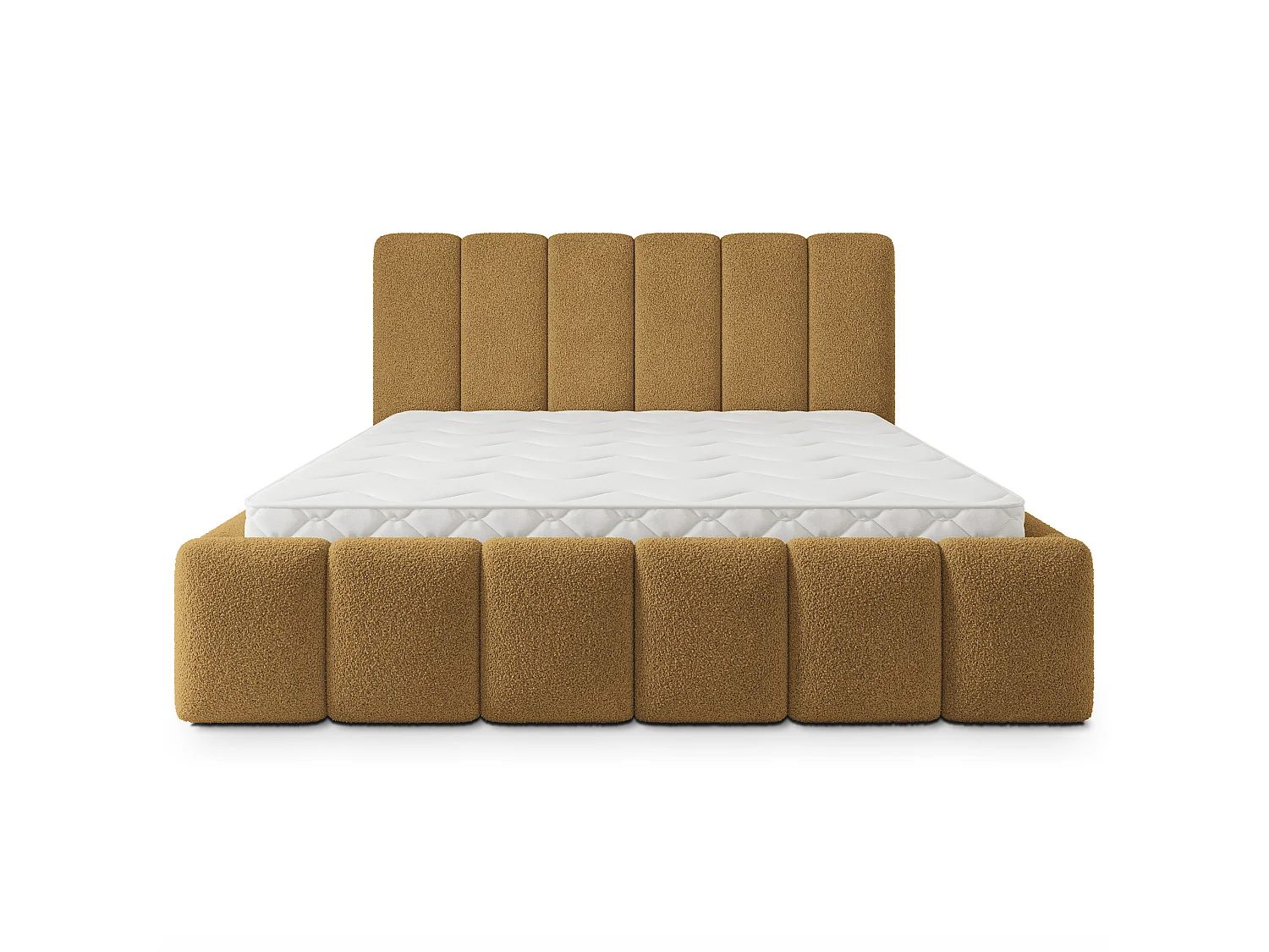 Gestoffeerd bed ATTORA 180x200 cm - Bouclé stof - Honingkleurig