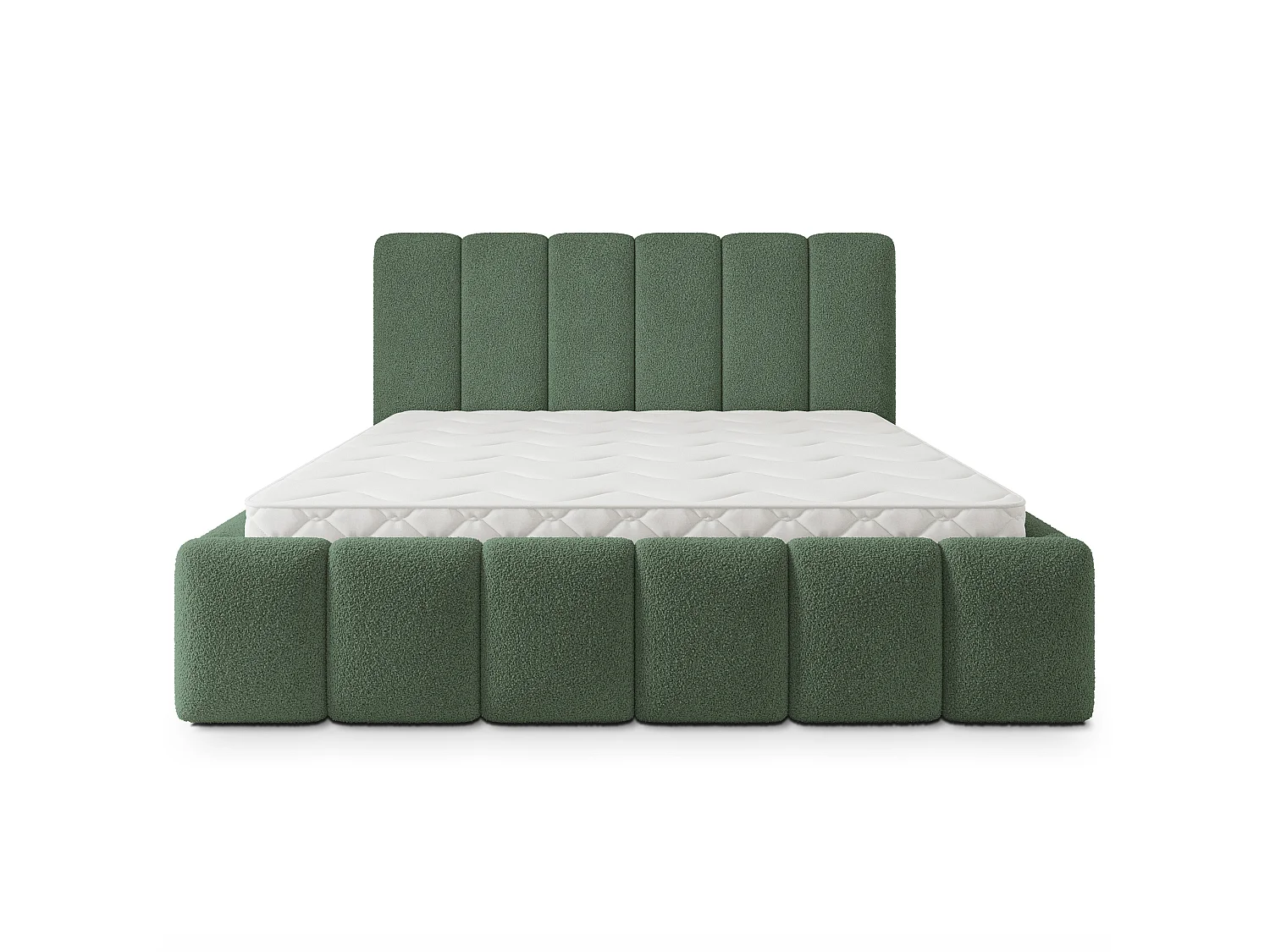 Gestoffeerd bed ATTORA 160x200 cm - Bouclé stof - Groen