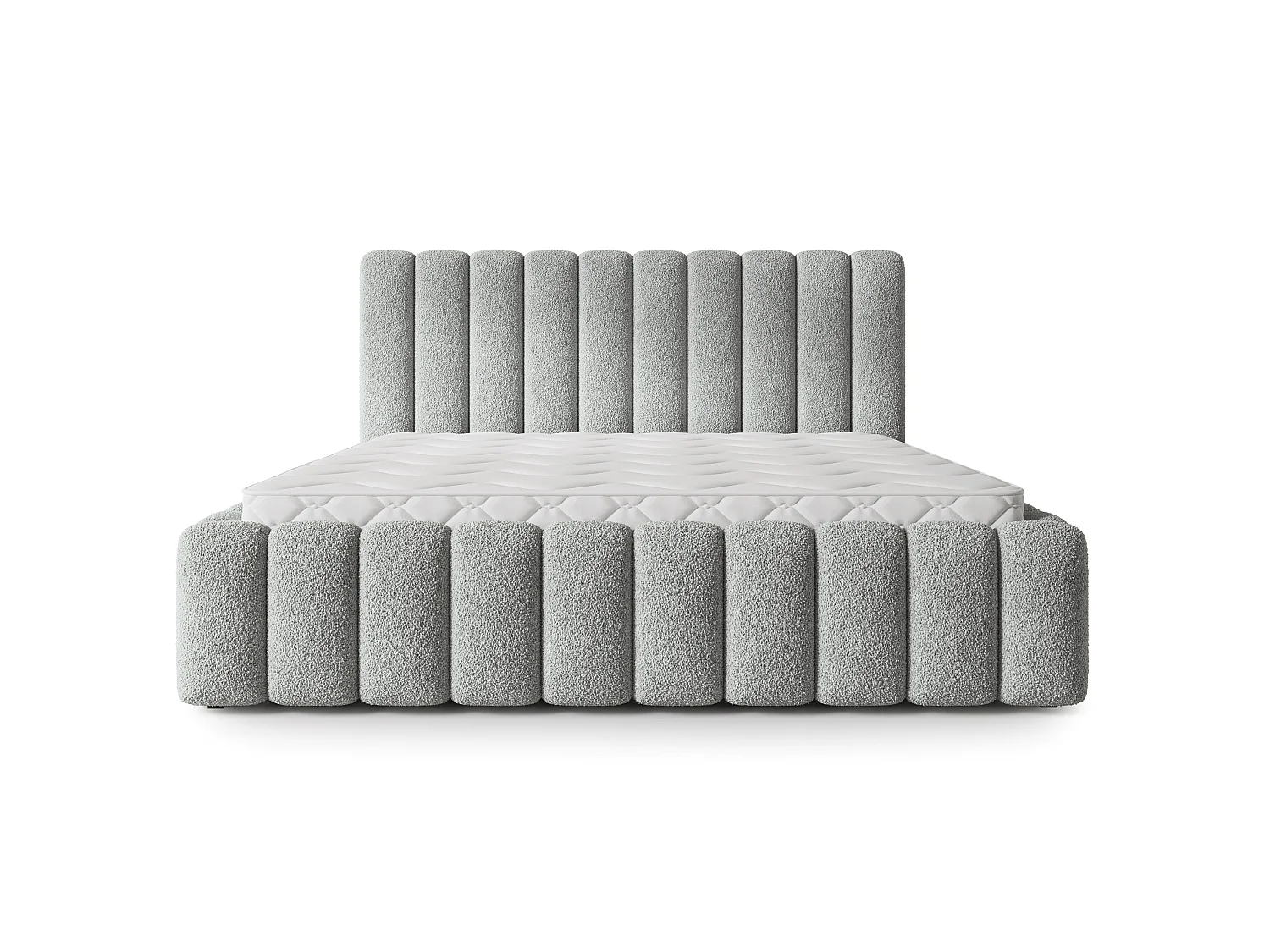 Gestoffeerd bed TEBA 180x200 cm - Bouclé stof - Lichtgrijs