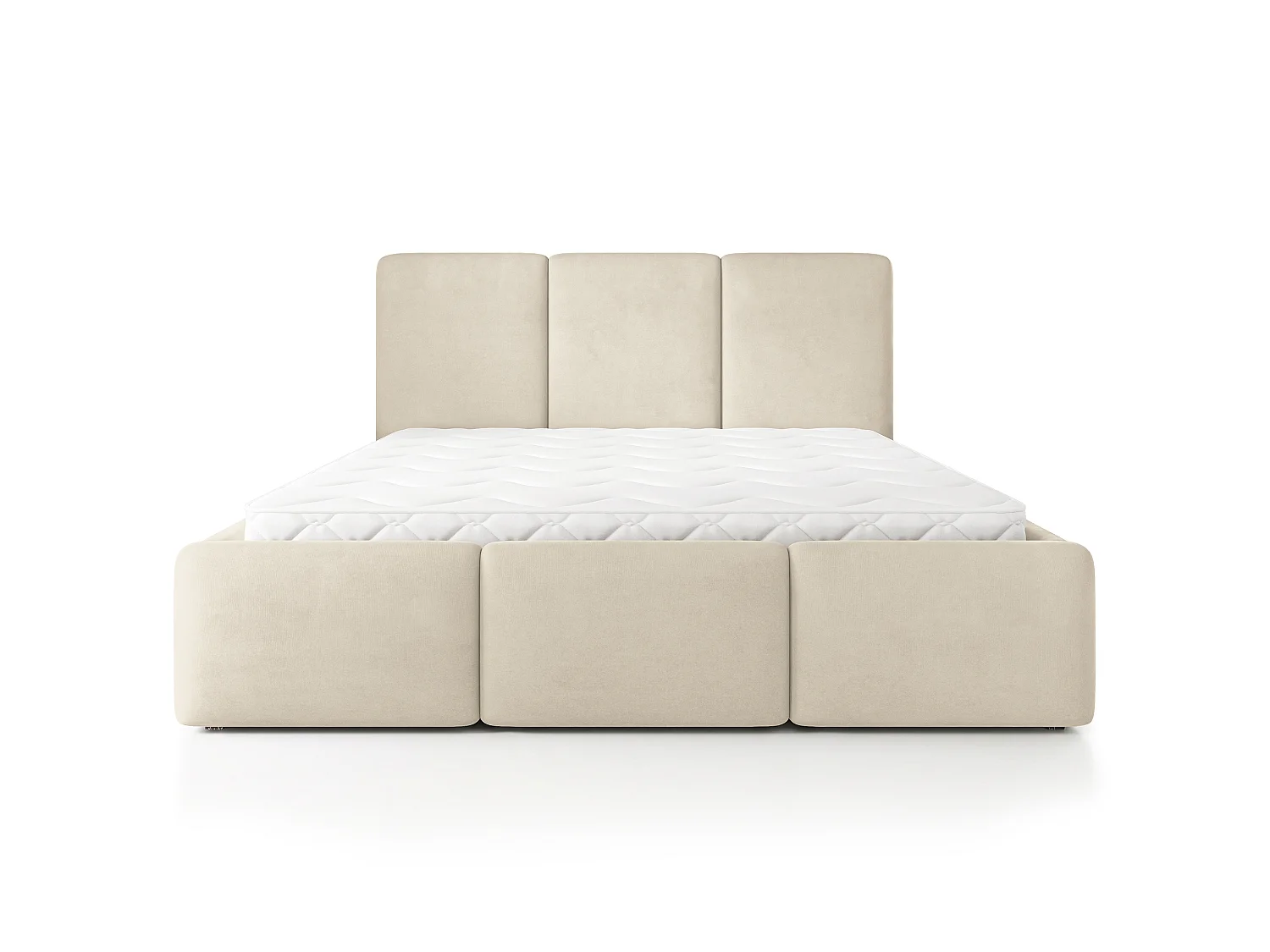 Gestoffeerd bed MORENA 180x200 cm - Fluwelen stof - Beige