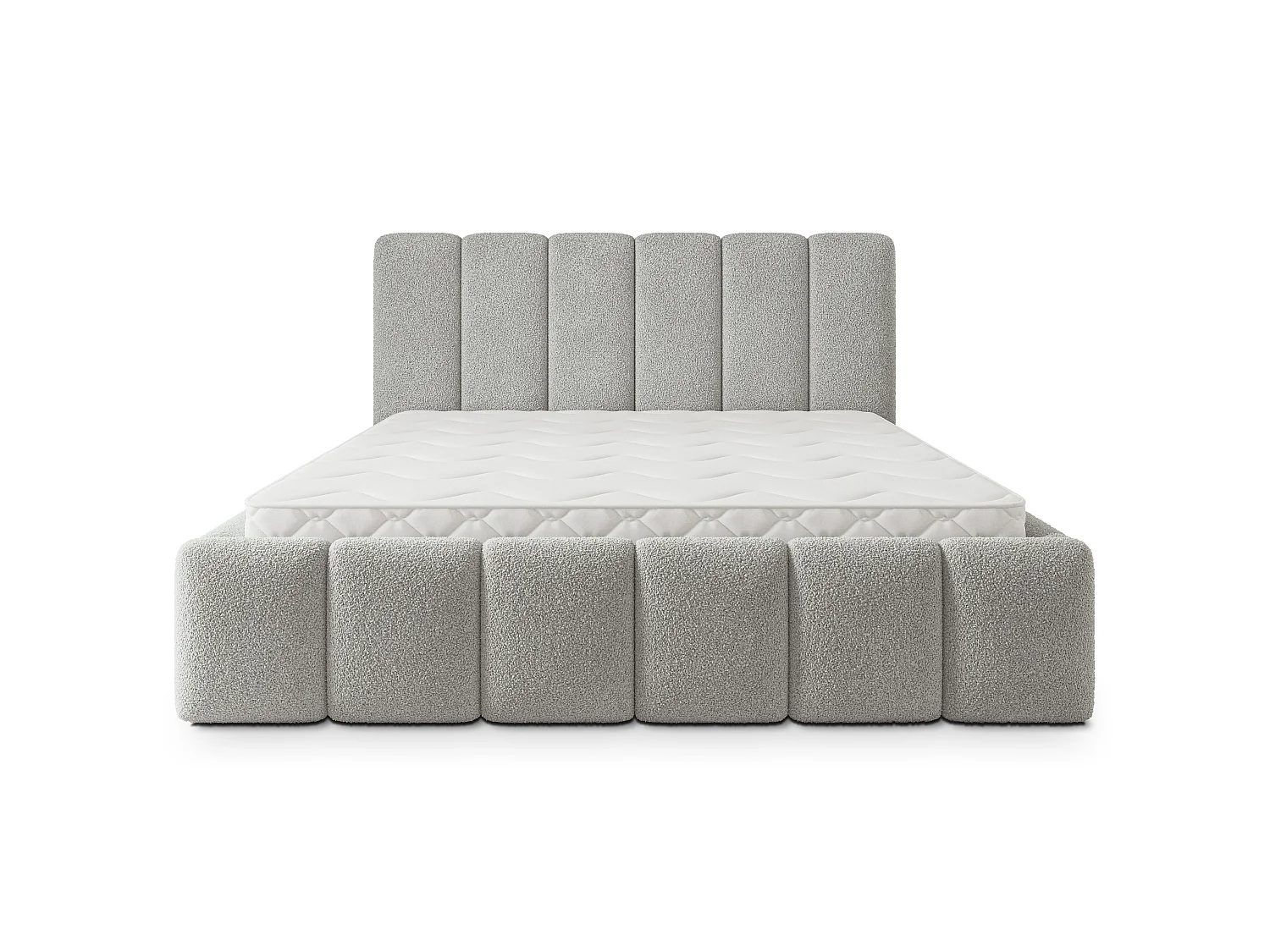 Gestoffeerd bed ATTORA 180x200 cm - Bouclé stof - Lichtgrijs
