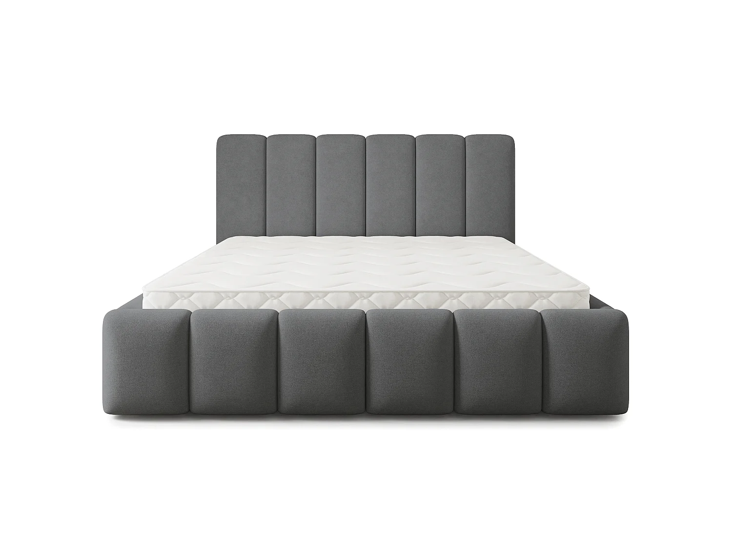 Gestoffeerd bed ATTORA 140x200 cm - Geweven stof - Antraciet
