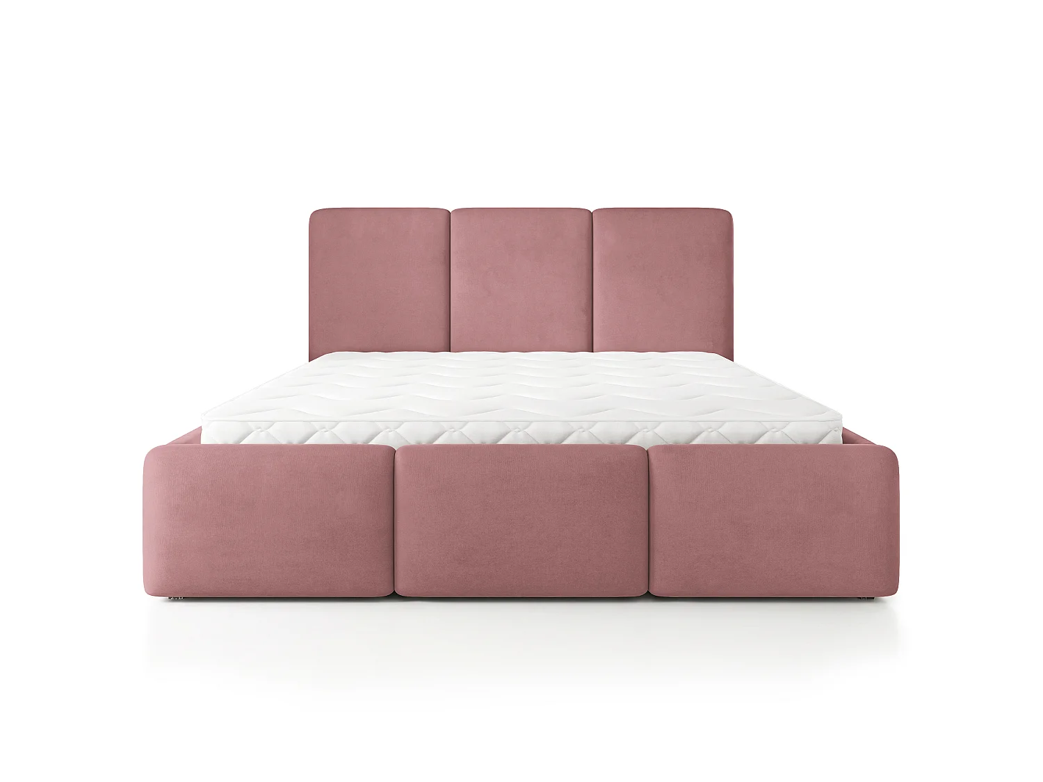 Lit Coffre MORENA 120x200 cm - Tissu velours - Rose