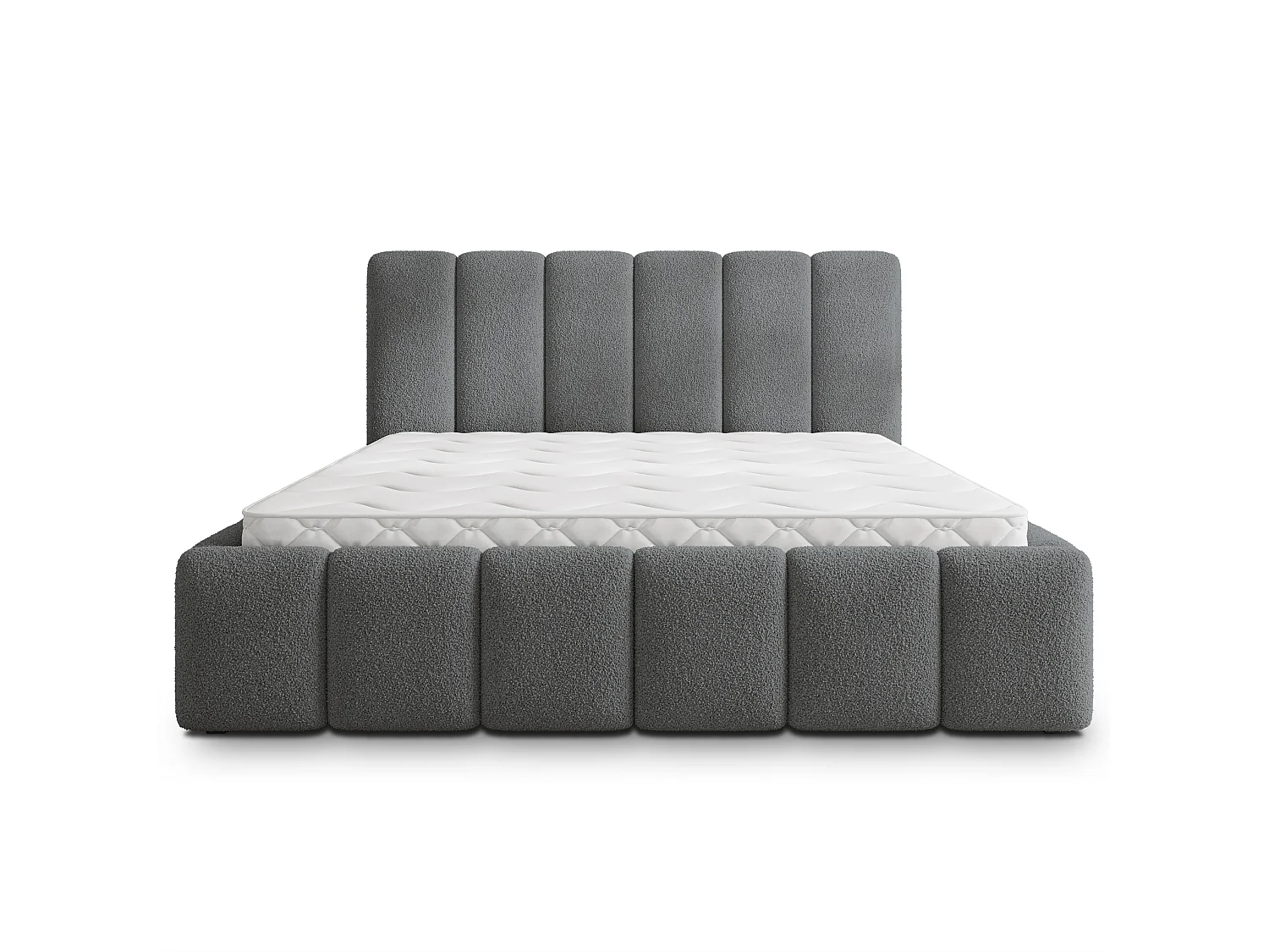Gestoffeerd bed RANIS 180x200 cm - Bouclé stof - Grijs