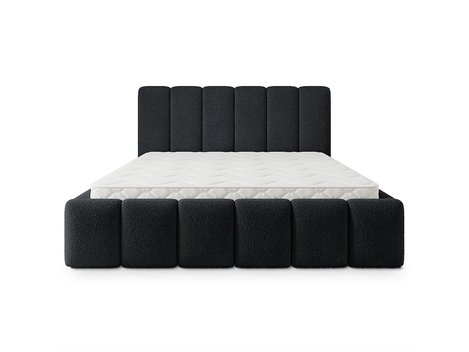 Gestoffeerd bed ATTORA 180x200 cm - Bouclé stof - Zwart