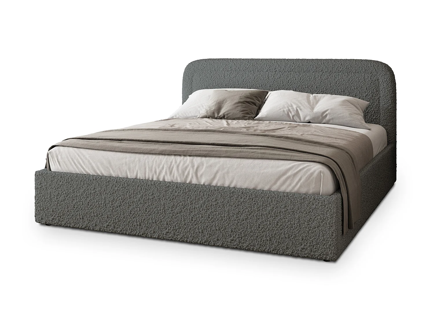 Gestoffeerd bed BENIRA 180x200 cm - Bouclé stof - Grijs