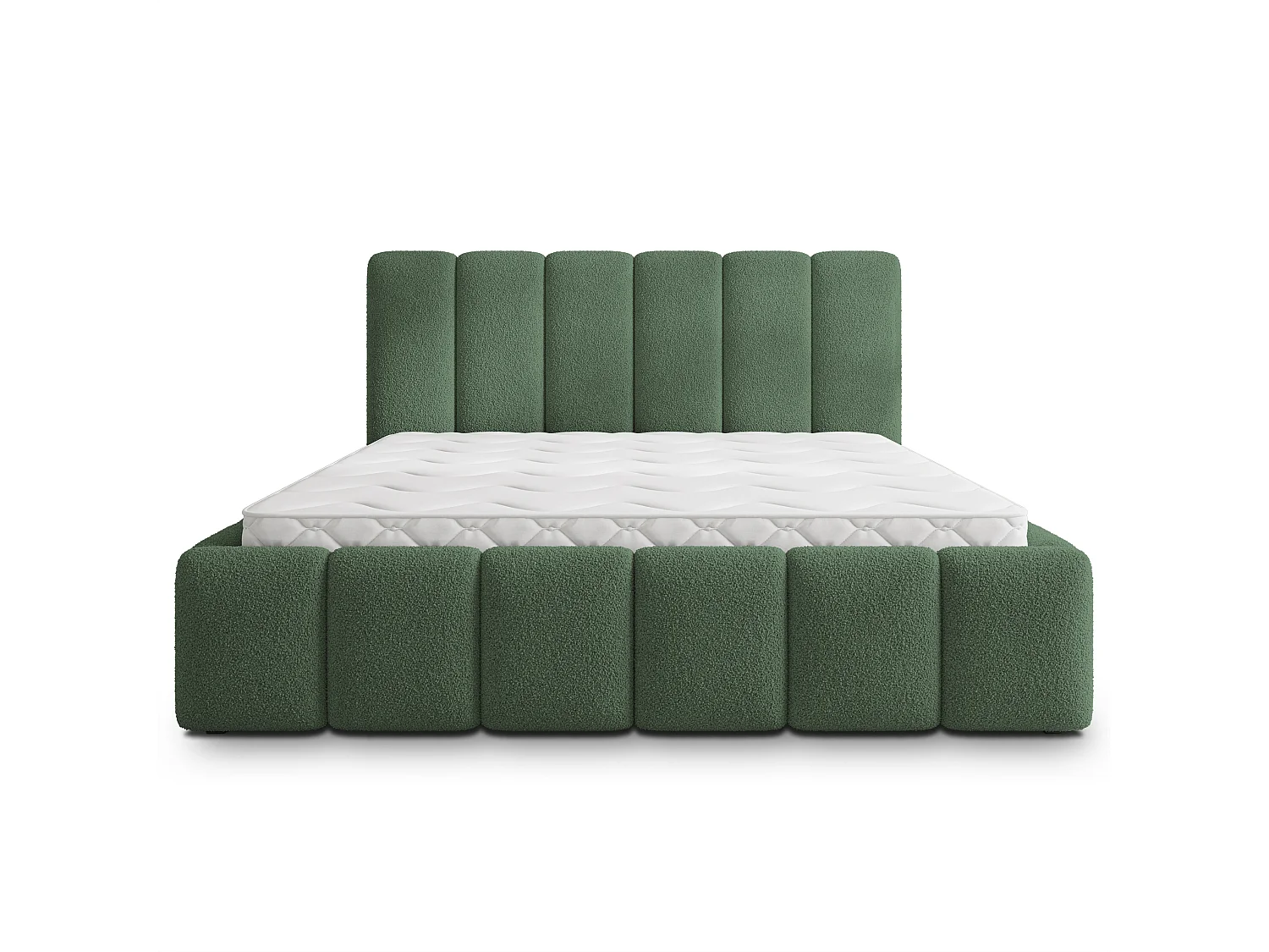 Gestoffeerd bed RANIS 160x200 cm - Bouclé stof - Groen