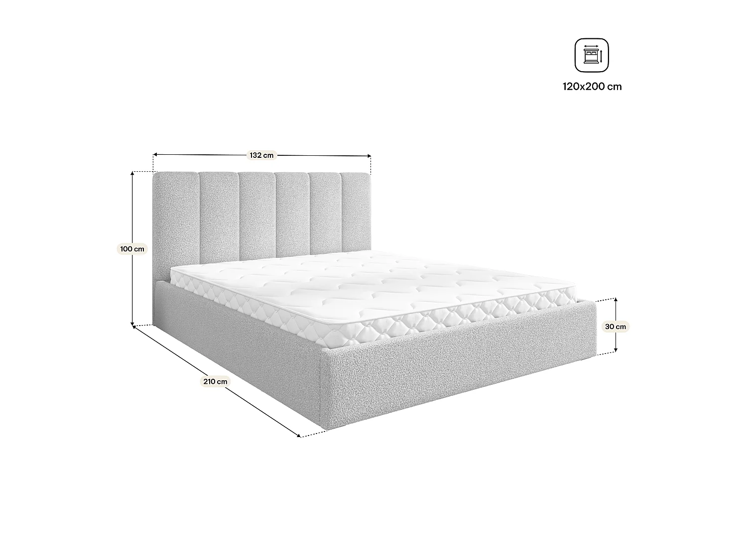 Gestoffeerd bed NEMIS 120x200 cm - Bouclé stof - Groen