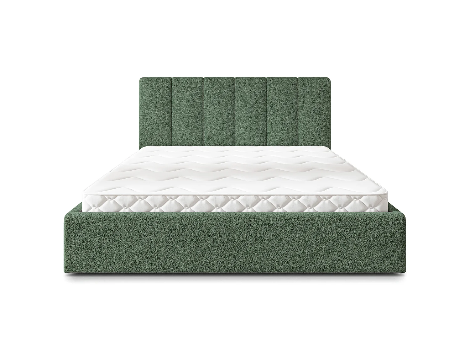 Gestoffeerd bed NEMIS 120x200 cm - Bouclé stof - Groen
