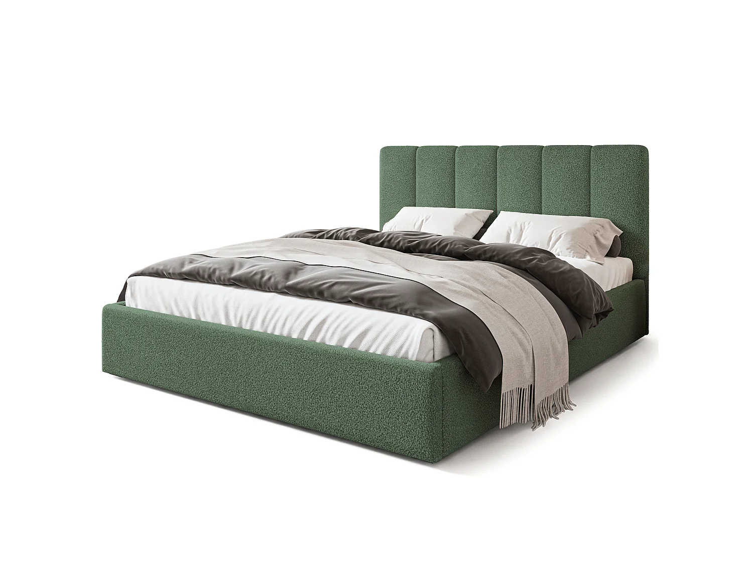 Gestoffeerd bed NEMIS 120x200 cm - Bouclé stof - Groen