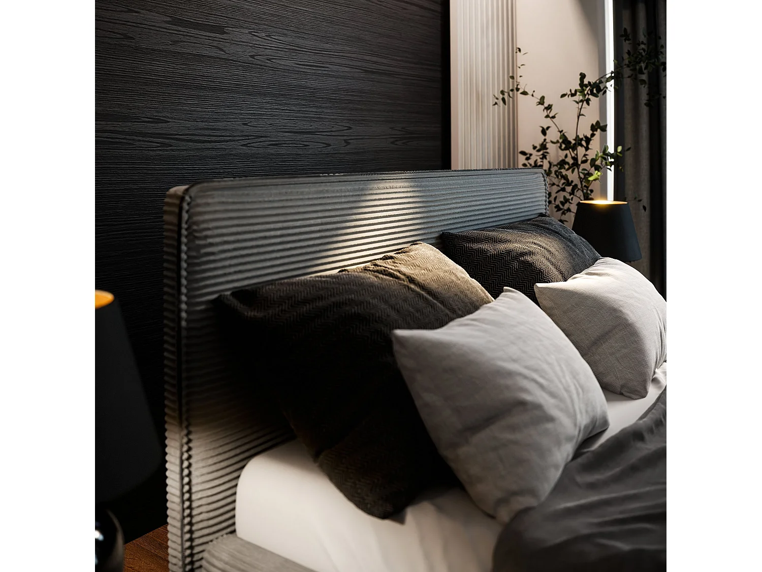 Gestoffeerd bed PARMA 120x200 cm - Corduroy stof - Flessengroen