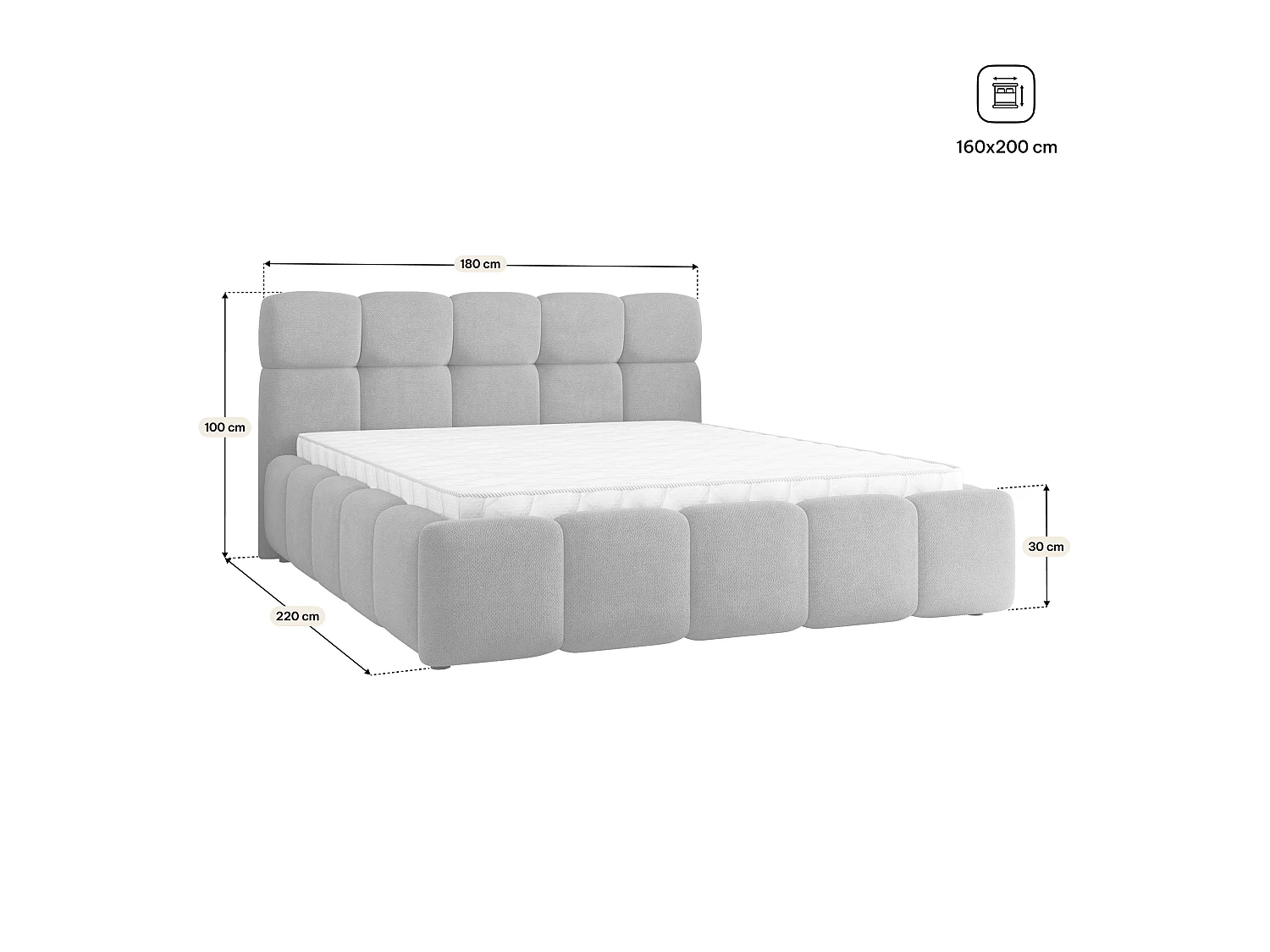 Gestoffeerd bed FARU 160x200 cm - Geweven stof - Groen