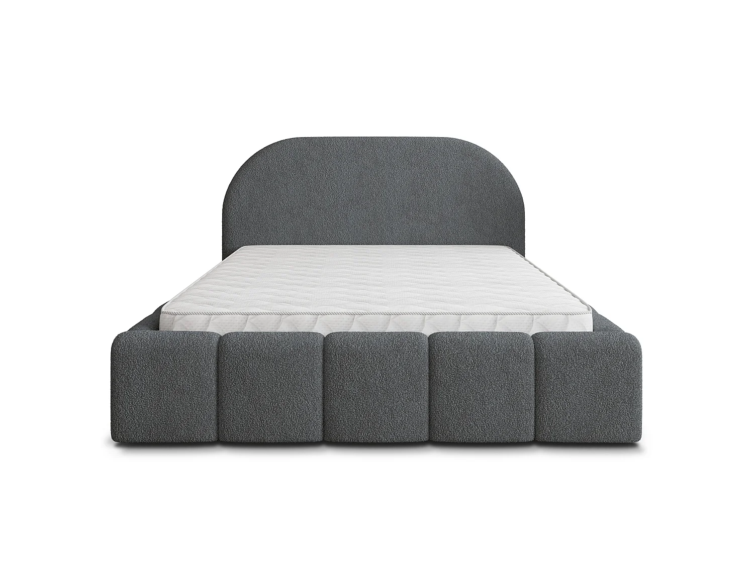 Gestoffeerd bed FLUSSO 180x200 cm - Bouclé stof - Grijs