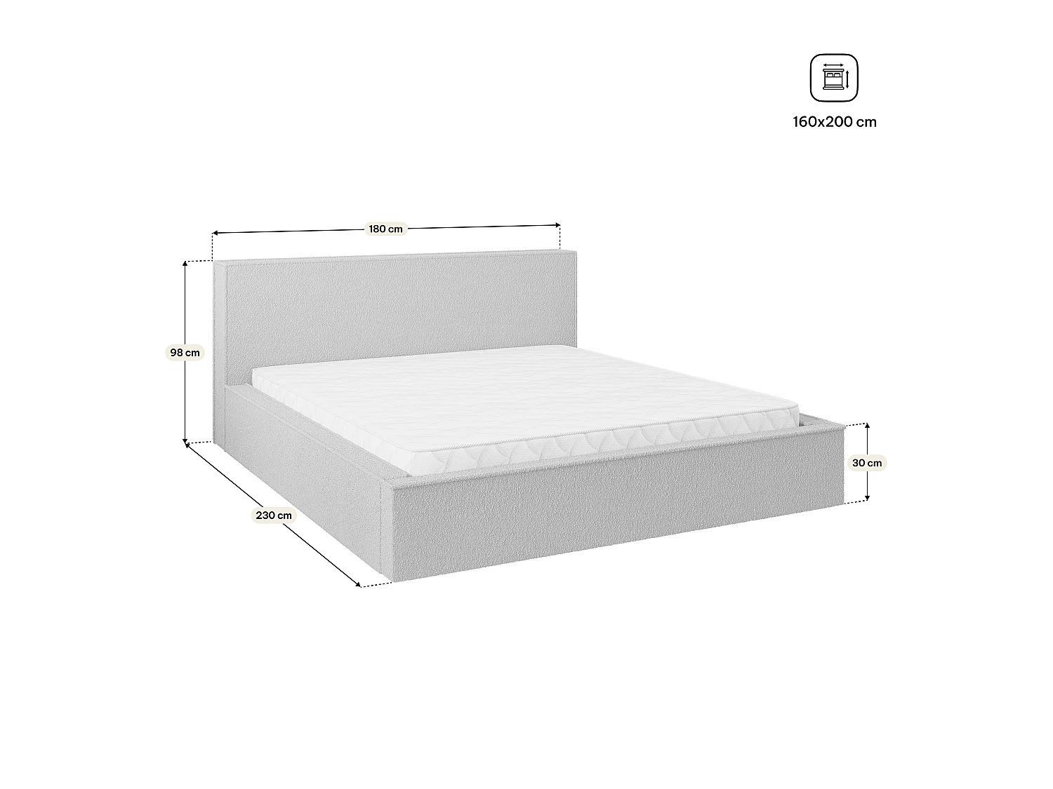 Gestoffeerd bed CELORA 160x200 cm - Bouclé stof - Groen
