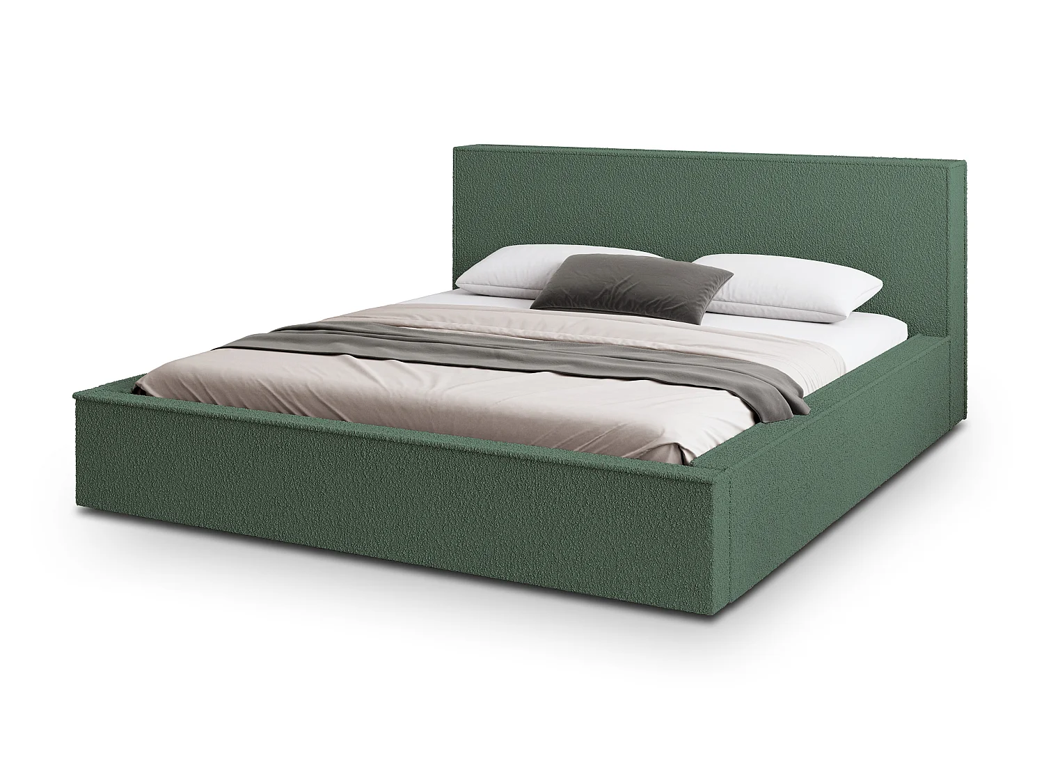 Gestoffeerd bed CELORA 160x200 cm - Bouclé stof - Groen