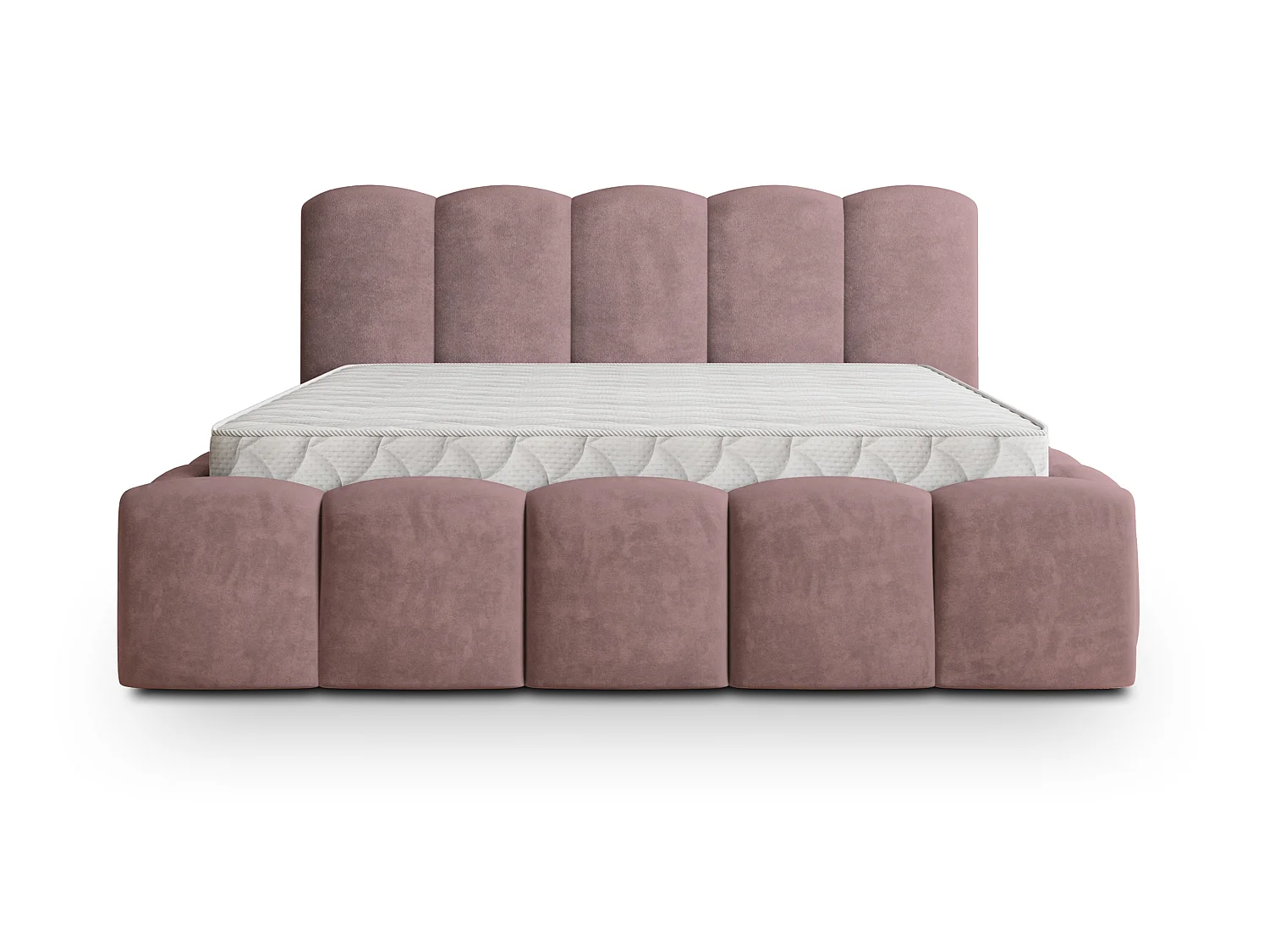 Lit Coffre FALINA 200x200 cm - Tissu peluche - Rose poudré