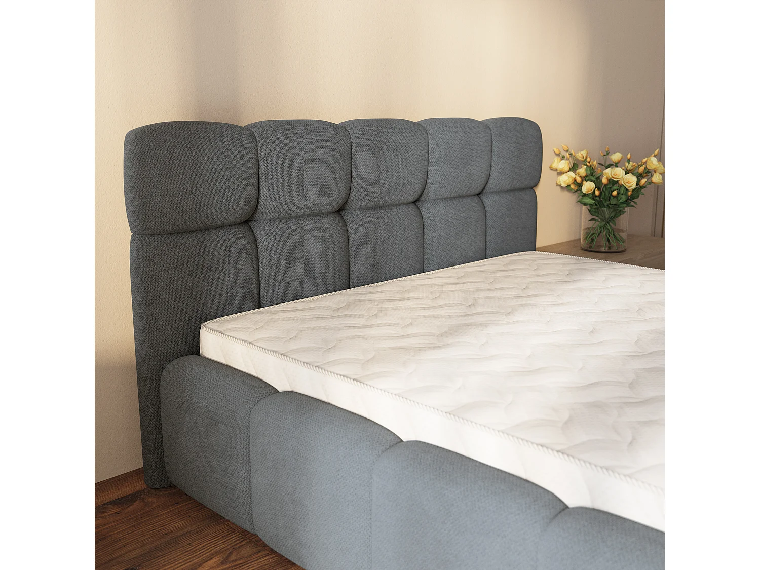 Gestoffeerd bed ELIZJA 180x200 cm - Geweven stof - Antraciet