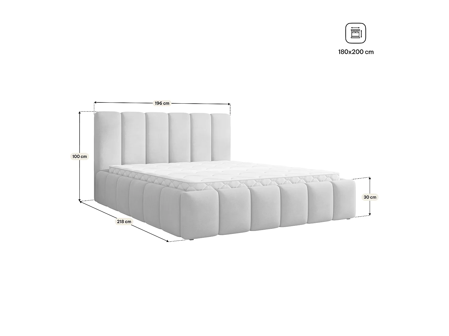 Gestoffeerd bed RANIS 180x200 cm - Fluwelen stof - Zwart