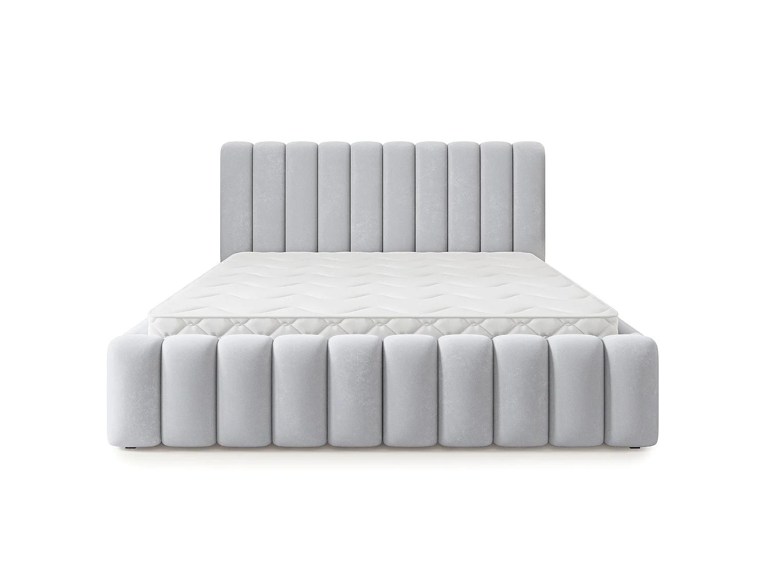 Gestoffeerd bed DINESE 180x200 cm - Pluche stof - Lichtgrijs