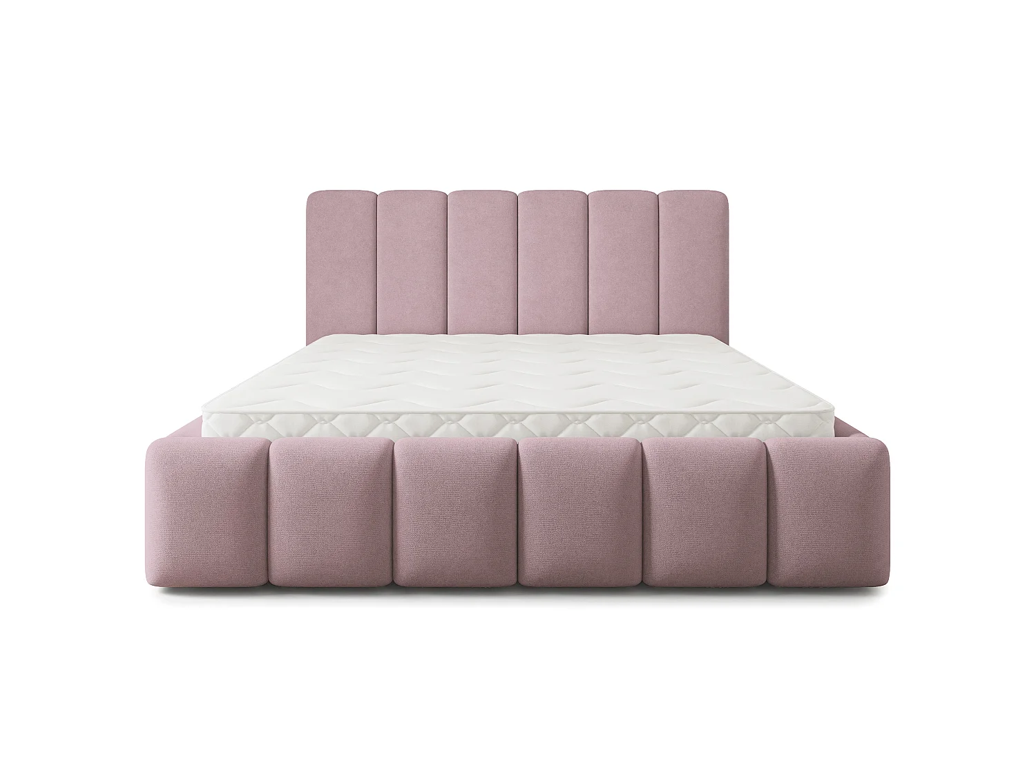 Lit Coffre ATTORA 120x200 cm - Tissu tissé - Rose poudré