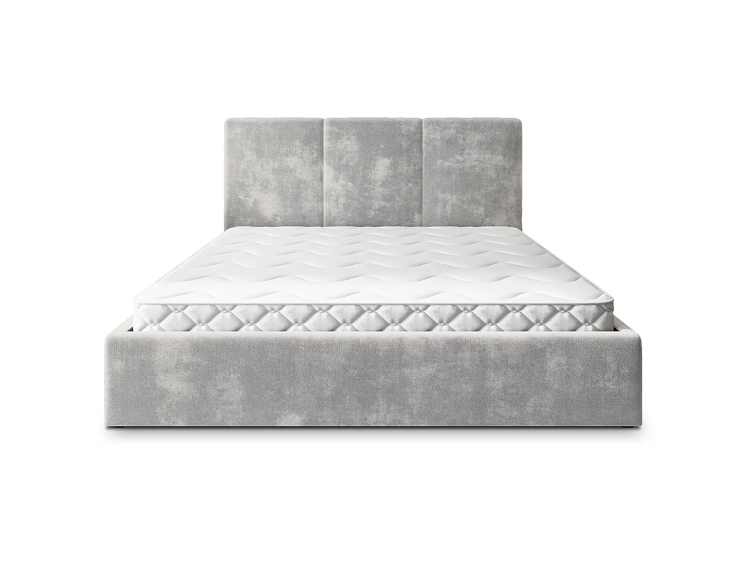 Gestoffeerd bed AZURI 180x200 cm - Chenillestof - Lichtgrijs