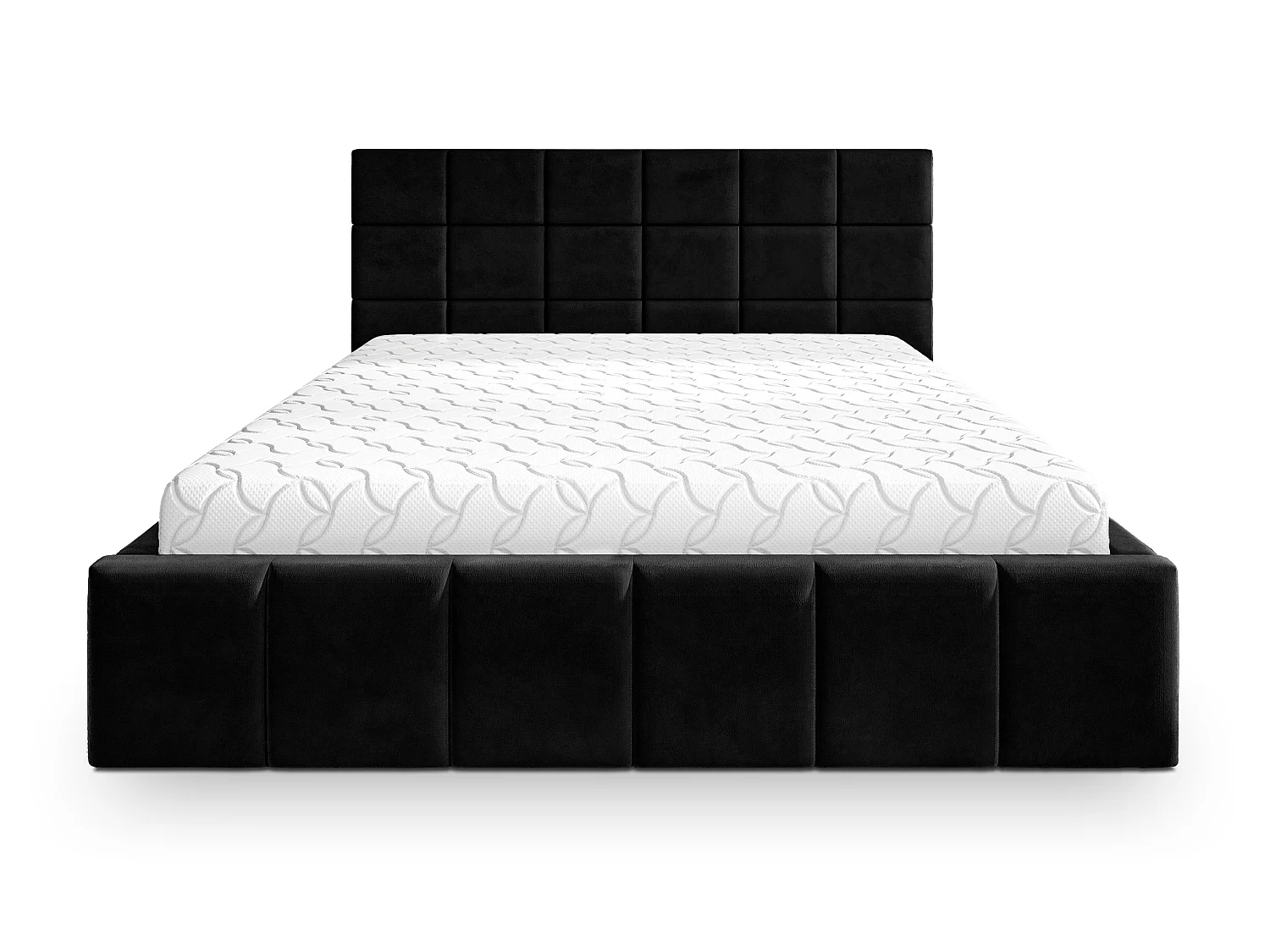 Gestoffeerd bed VERTO 180x200 cm - Pluche stof - Zwart