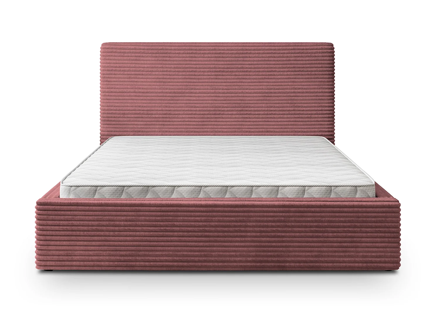 Lit Coffre MIRETTI 160x200 cm - Velours côtelé - Rose poudré