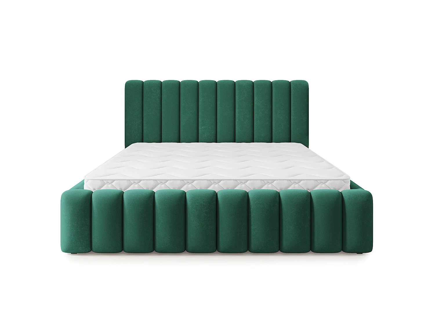 Gestoffeerd bed DINESE 160x200 cm - Pluche stof - Flessengroen