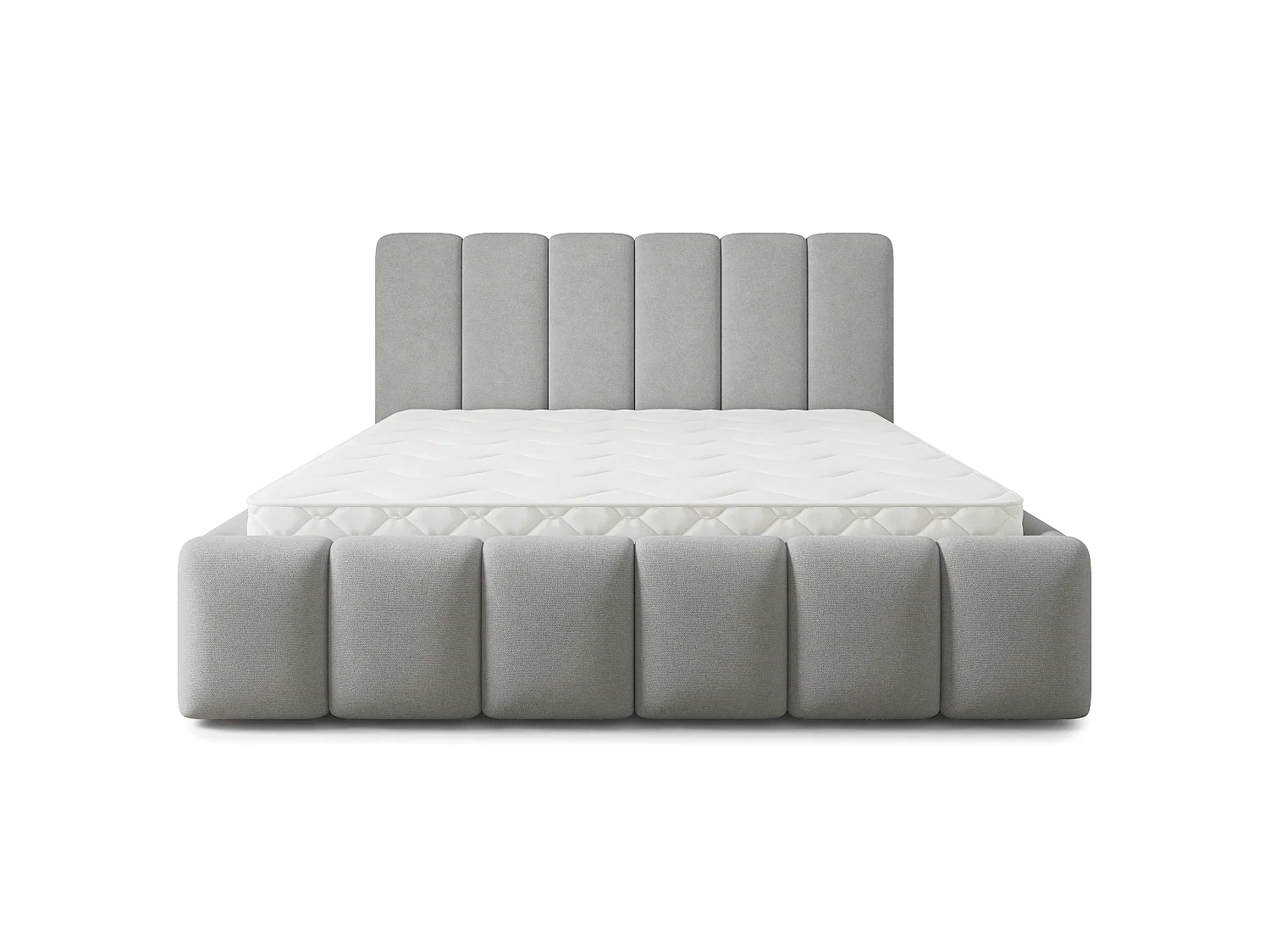 Gestoffeerd bed ATTORA 180x200 cm - Geweven stof - Grijs