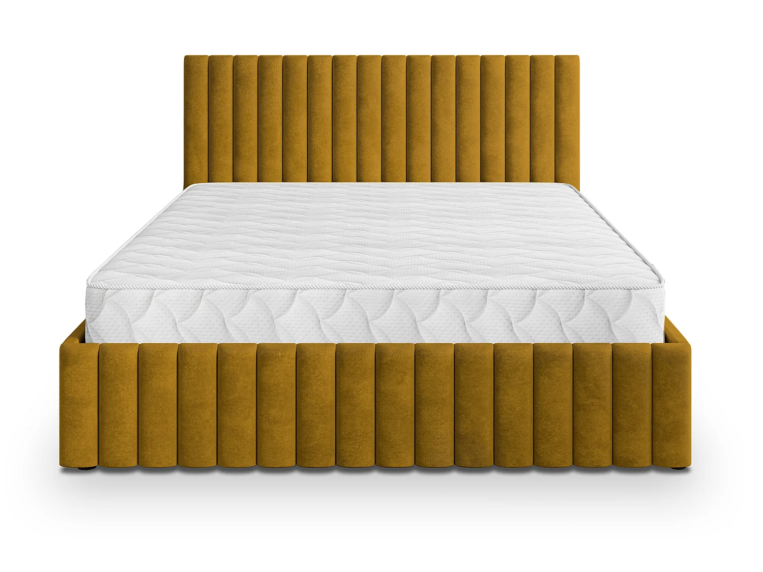 Lit Coffre CARMIA 200x200 cm - Tissu peluche - Jaune