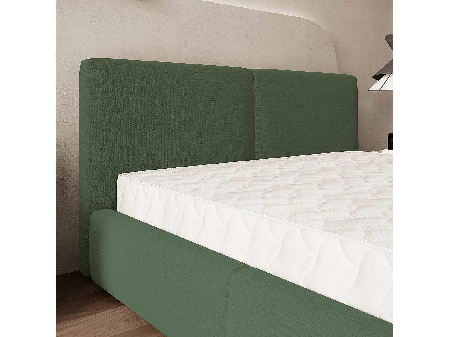 Gestoffeerd bed FELURO 160x200 cm - Geweven stof - Groen