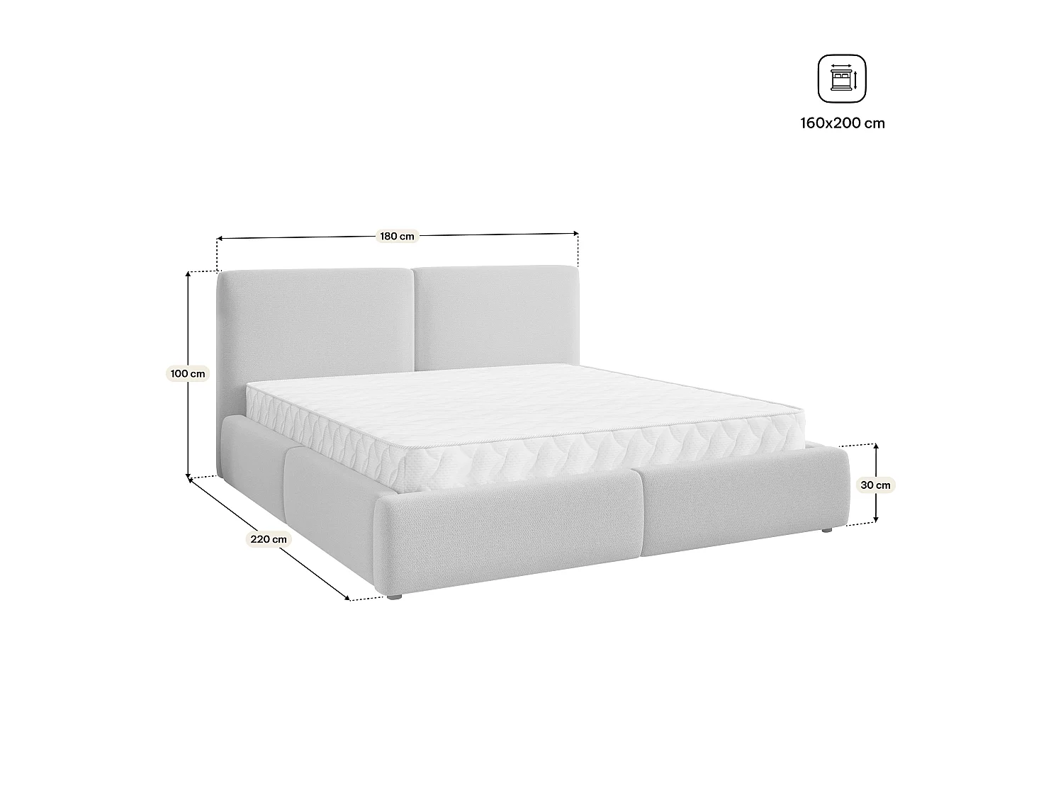 Gestoffeerd bed FELURO 160x200 cm - Geweven stof - Groen