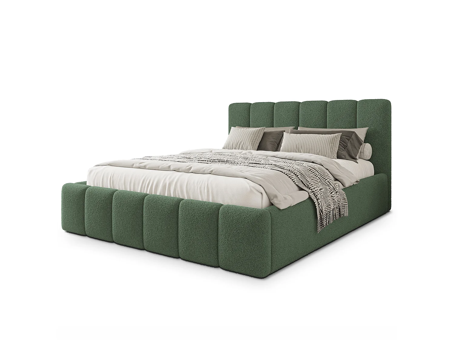 Gestoffeerd bed ATTORA 120x200 cm - Bouclé stof - Groen