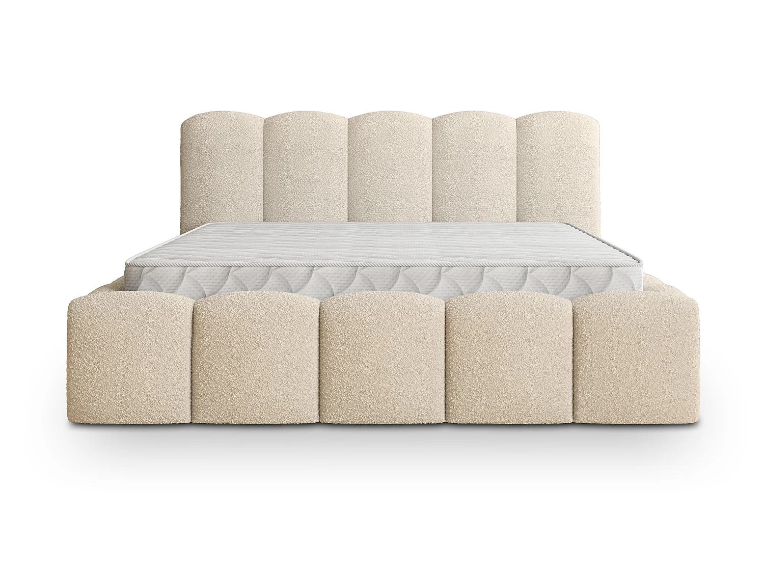 Gestoffeerd bed FALINA 180x200 cm - Bouclé stof - Crème