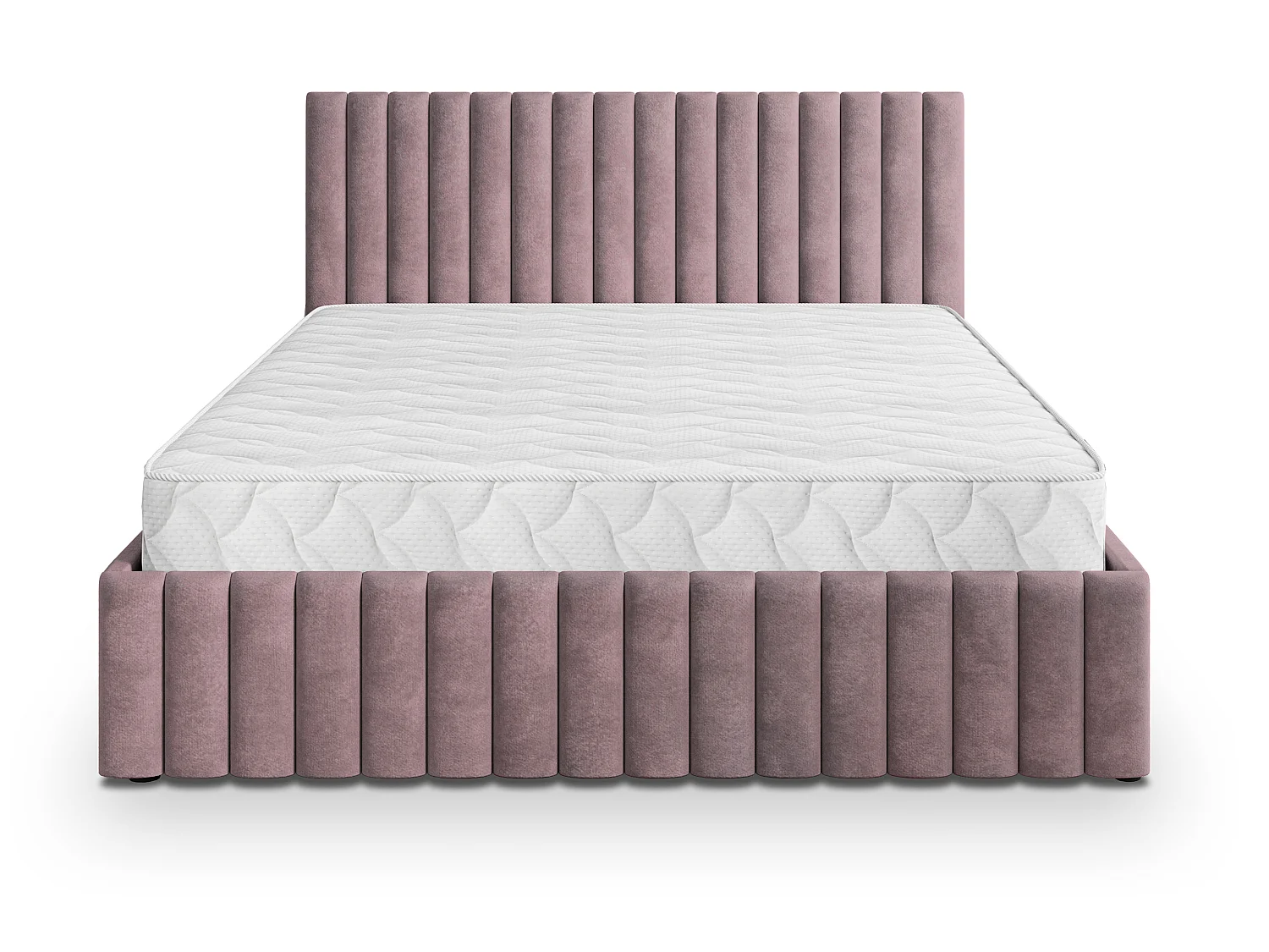 Lit Coffre CARMIA 120x200 cm - Tissu peluche - Rose poudré