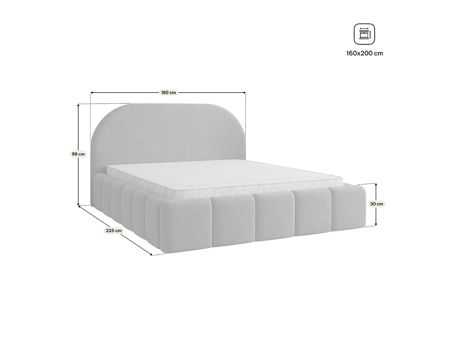 Gestoffeerd bed FLUSSO 160x200 cm - Geweven stof - Groen