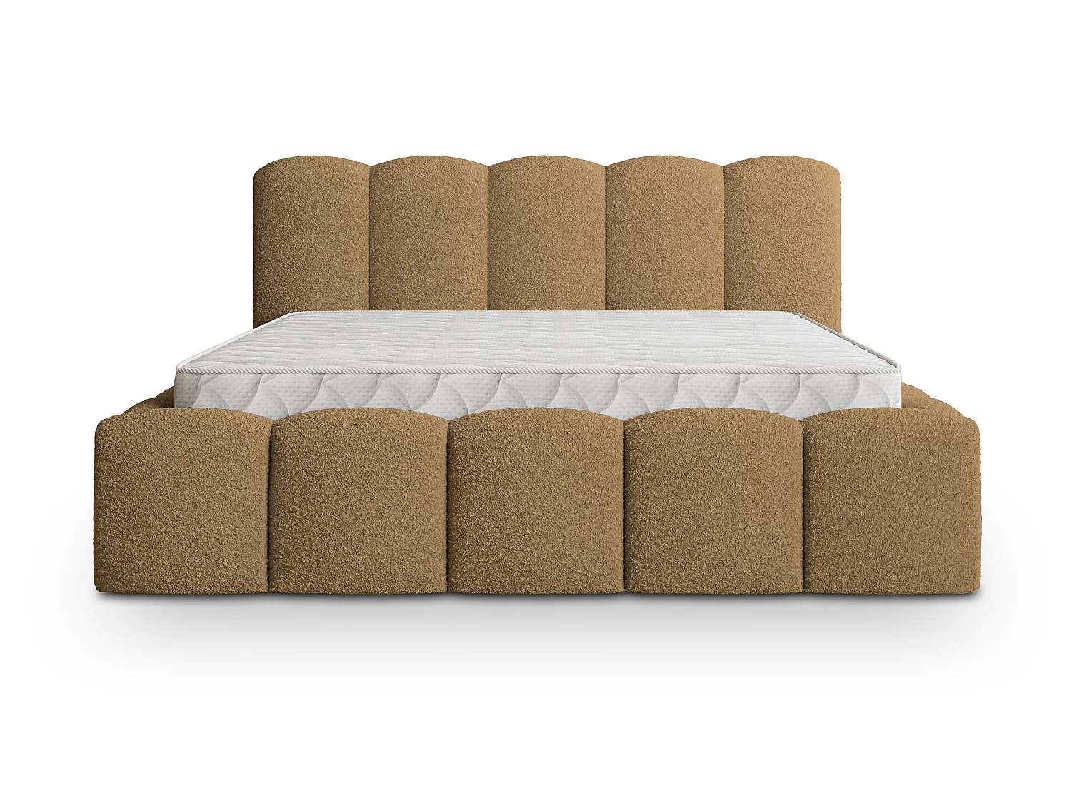 Lit Coffre FALINA 200x200 cm - Tissu bouclé - Miel