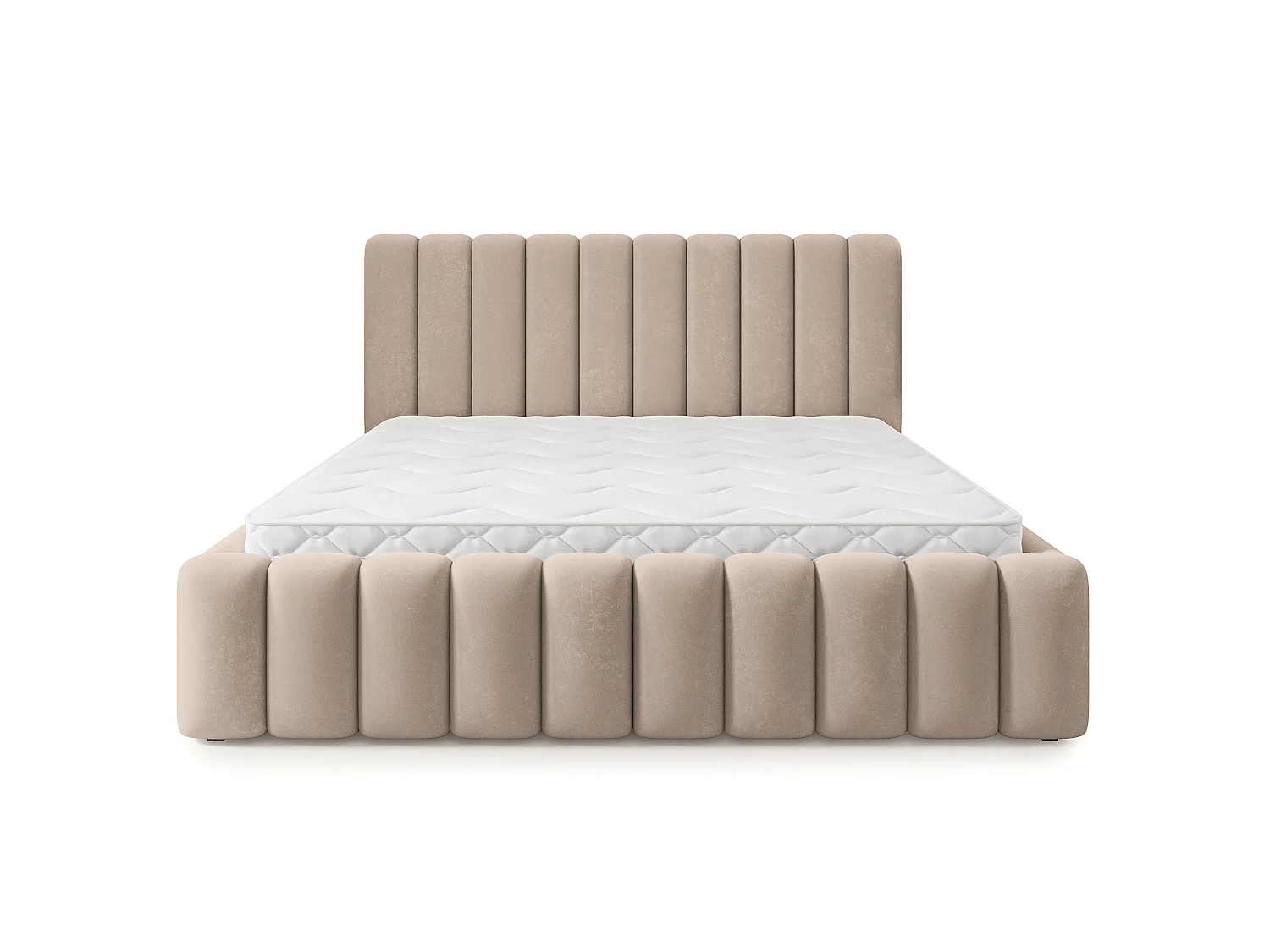 Gestoffeerd bed DINESE 180x200 cm - Pluche stof - Beige