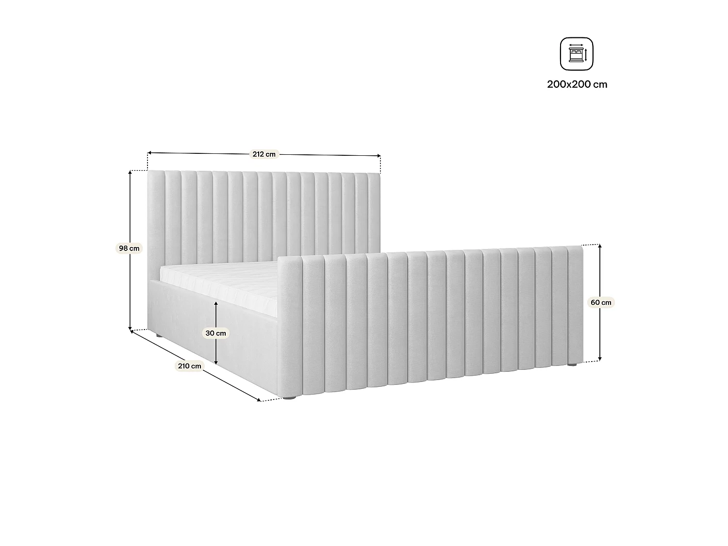 Lit Coffre CANOVA 200x200 cm - Tissu peluche - Rose poudré