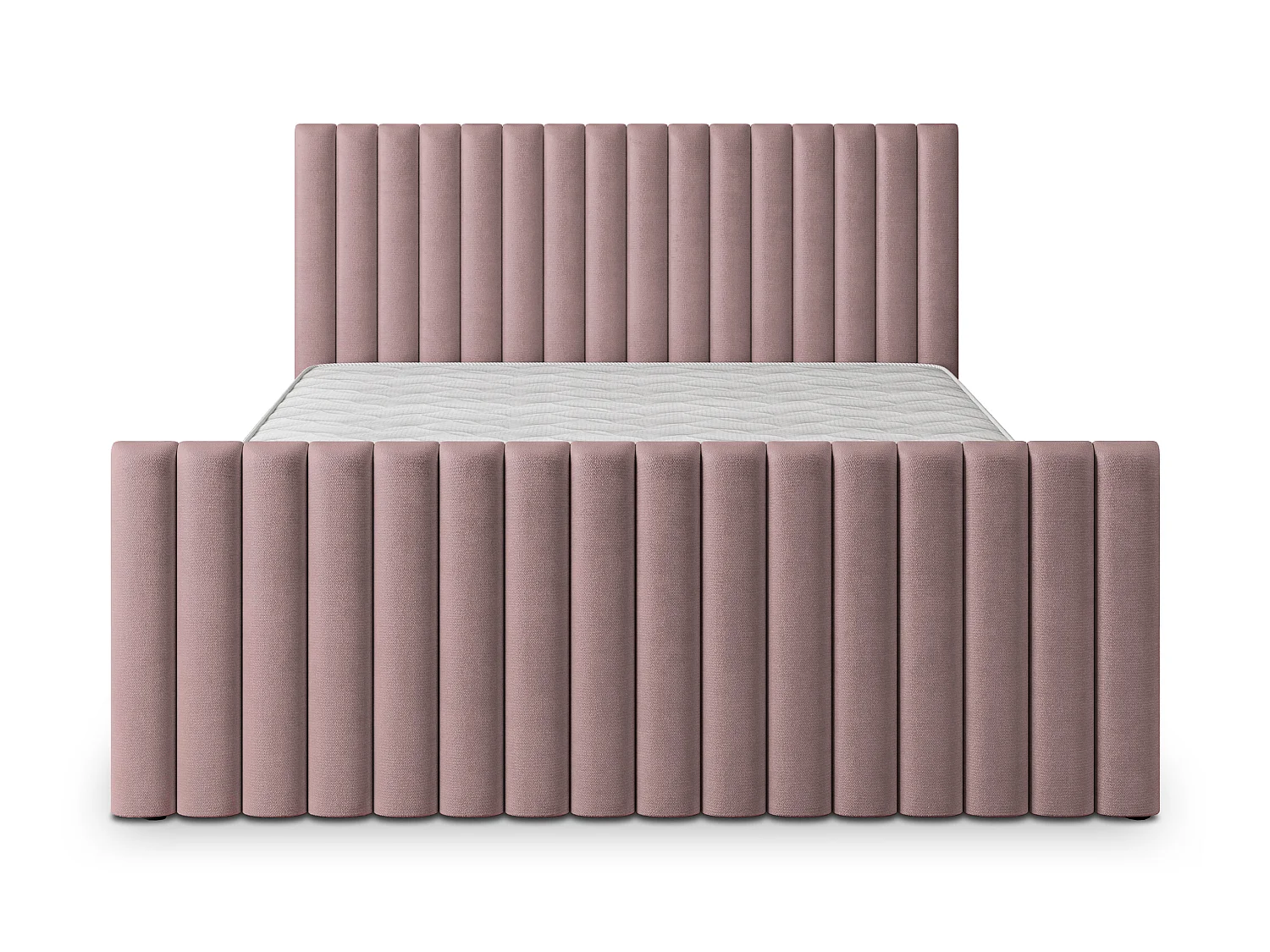 Lit Coffre CANOVA 200x200 cm - Tissu peluche - Rose poudré