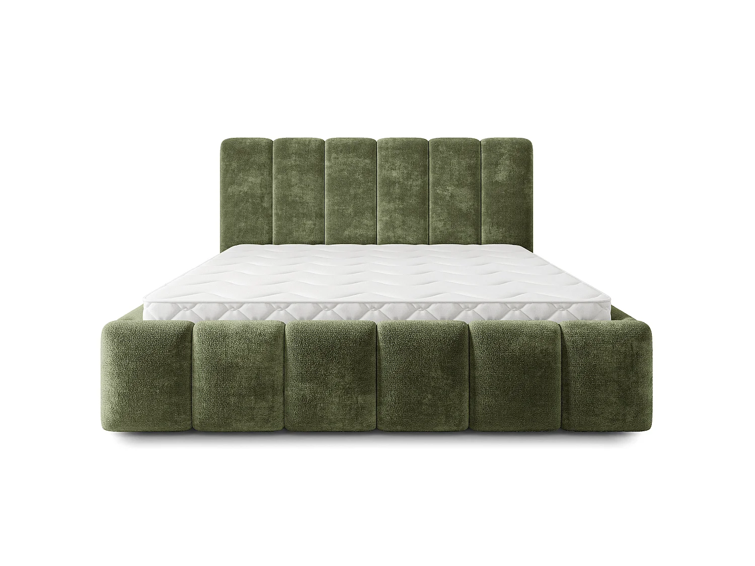 Gestoffeerd bed ATTORA 160x200 cm - Chenillestof - Groen