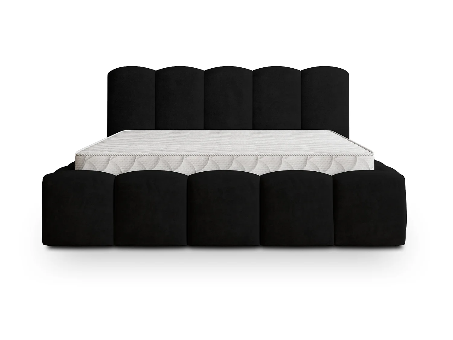 Gestoffeerd bed FALINA 180x200 cm - Pluche stof - Zwart