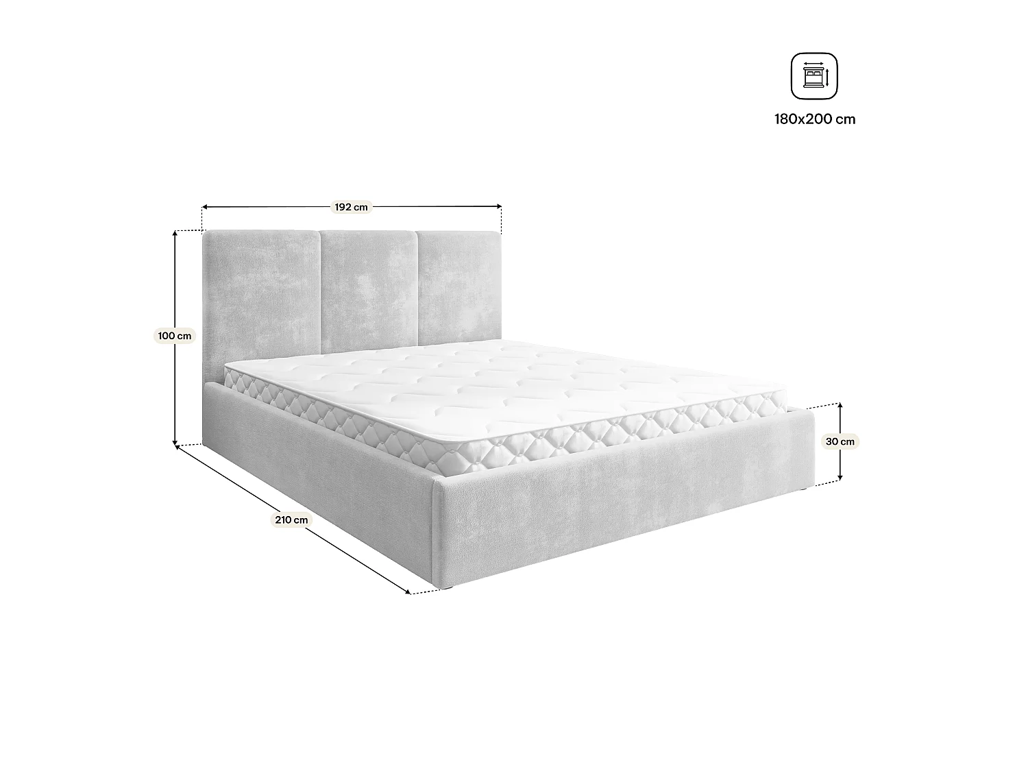 Gestoffeerd bed AZURI 180x200 cm - Chenillestof - Zwart