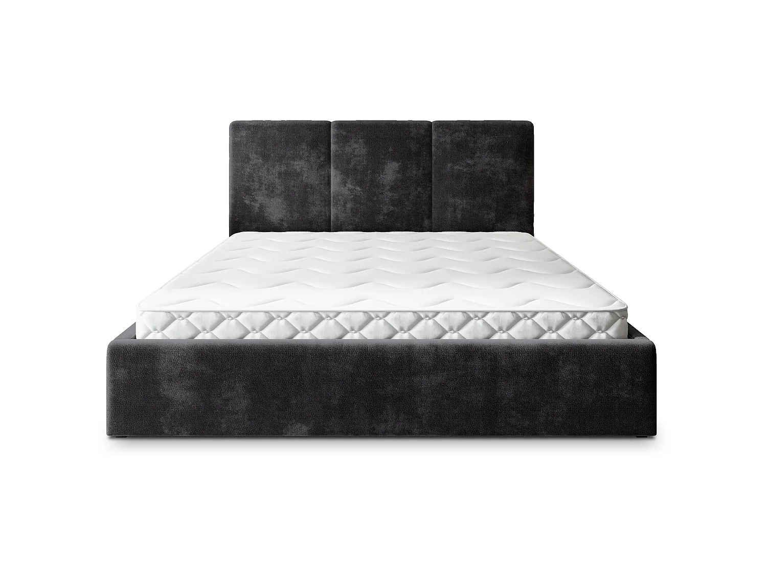 Gestoffeerd bed AZURI 180x200 cm - Chenillestof - Zwart
