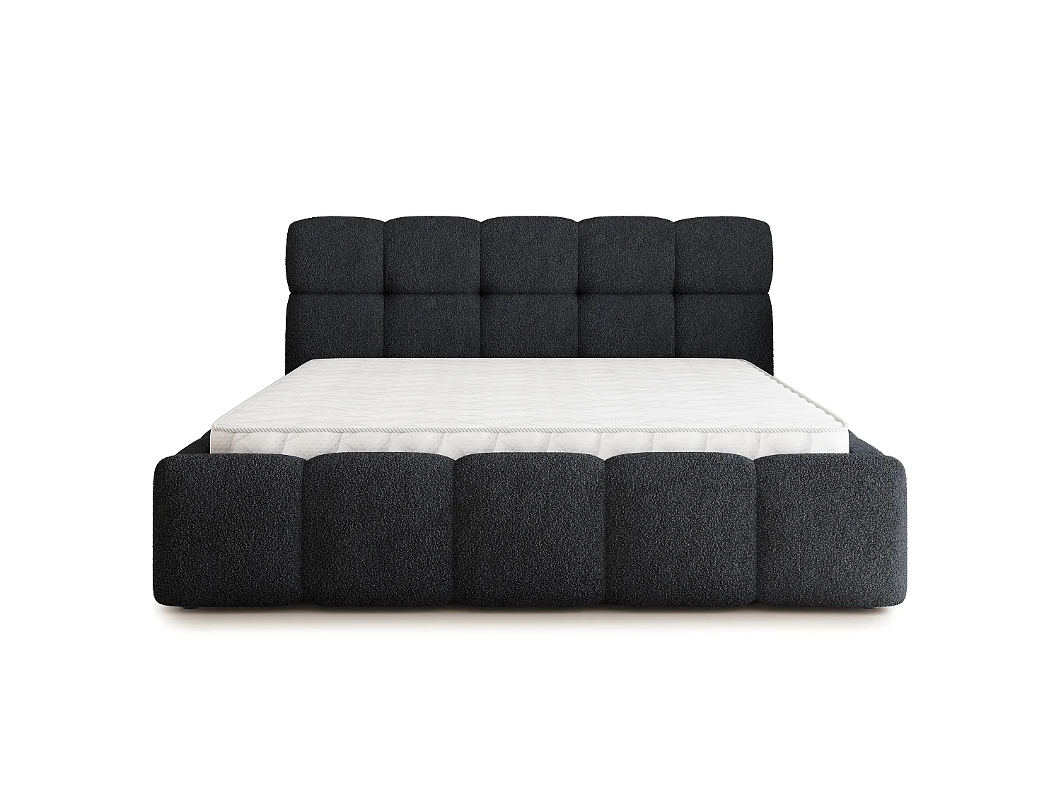 Gestoffeerd bed FARU 180x200 cm - Bouclé stof - Zwart