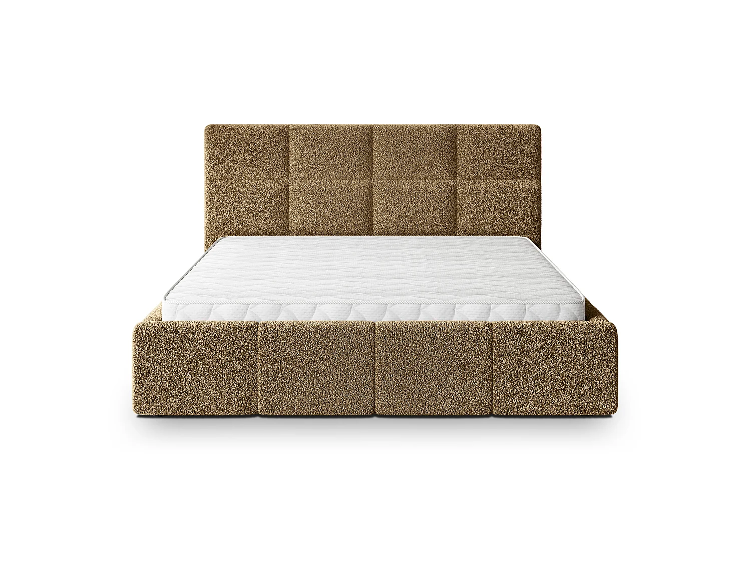 Lit Coffre COMO 120x200 cm - Tissu bouclé - Miel