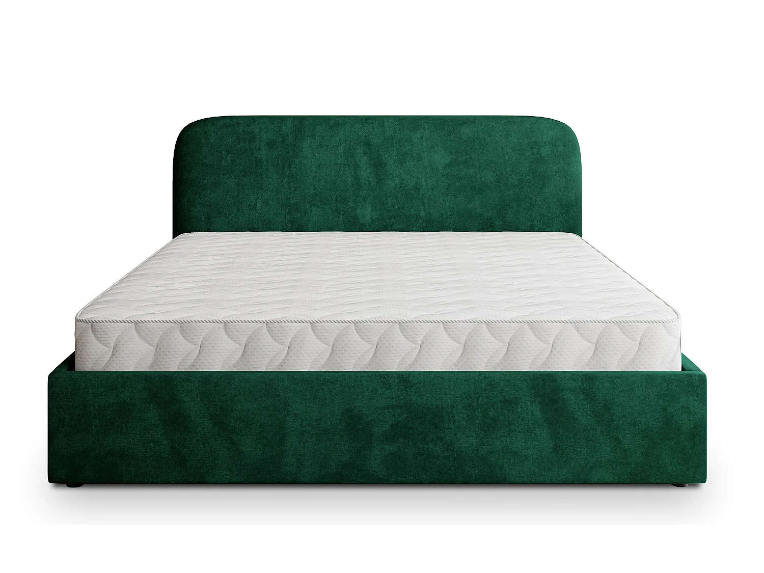 Gestoffeerd bed RENIVE 160x200 cm - Pluche stof - Flessengroen
