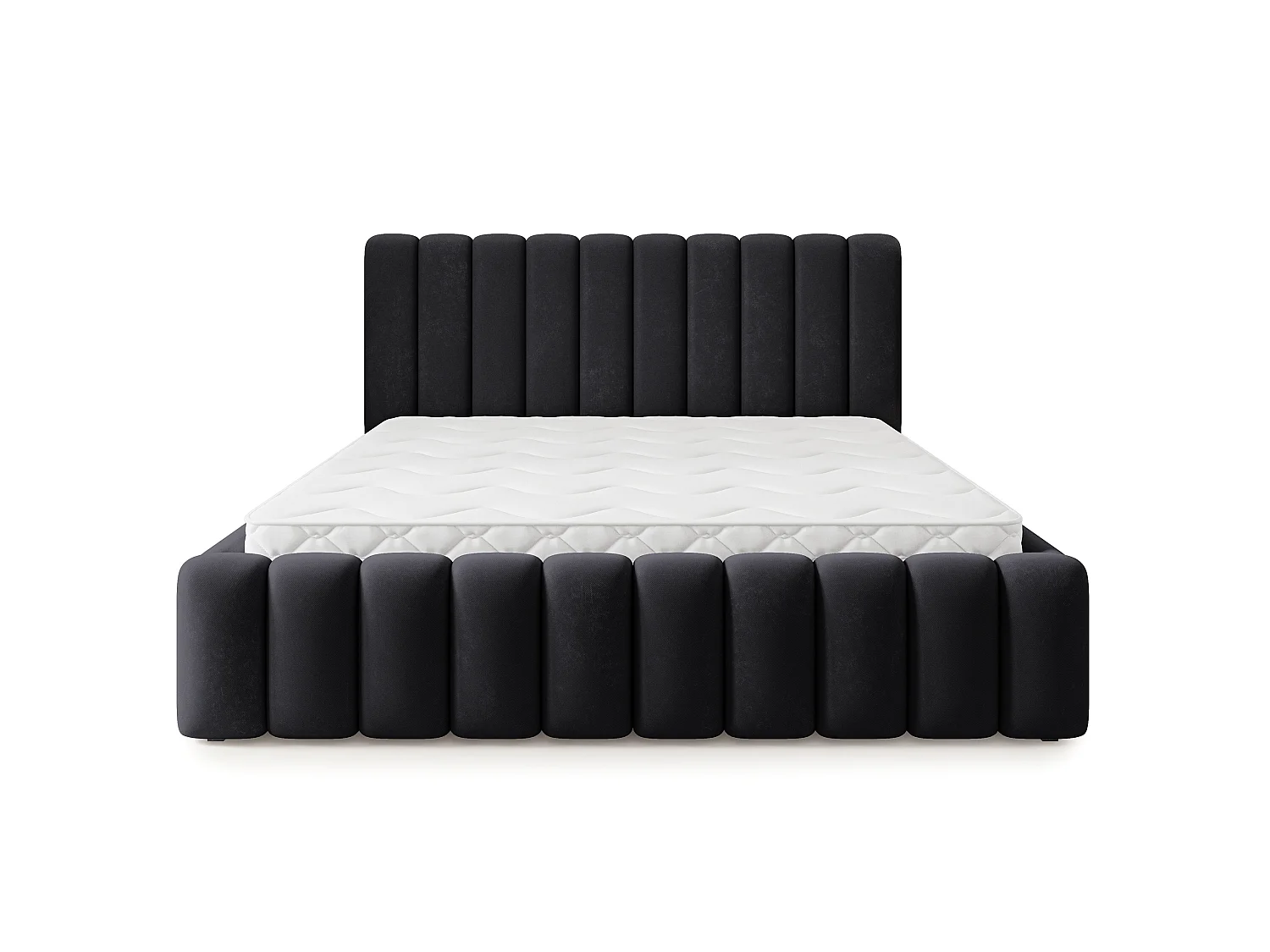 Gestoffeerd bed DINESE 180x200 cm - Pluche stof - Zwart