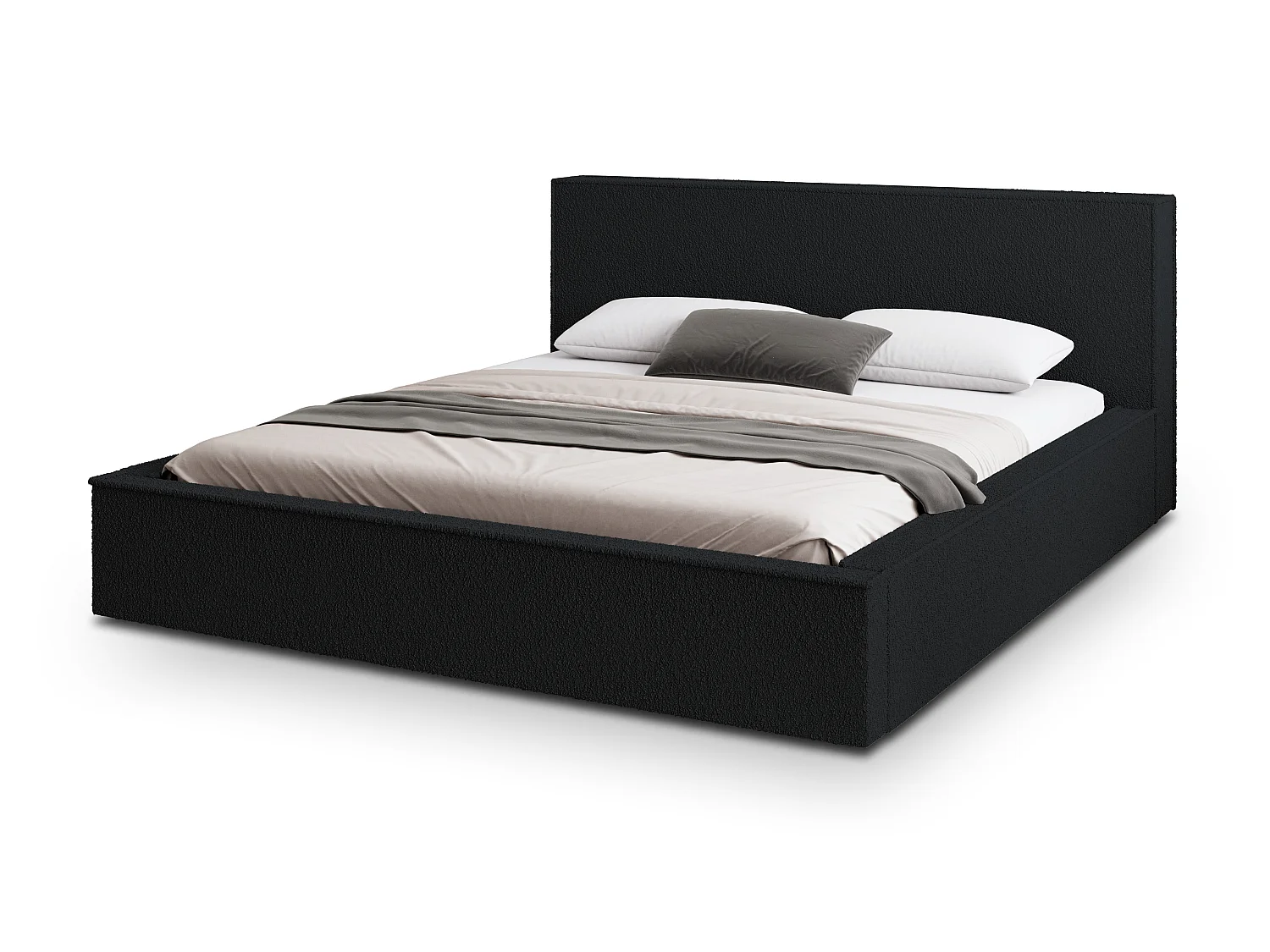 Gestoffeerd bed CELORA 180x200 cm - Bouclé stof - Zwart